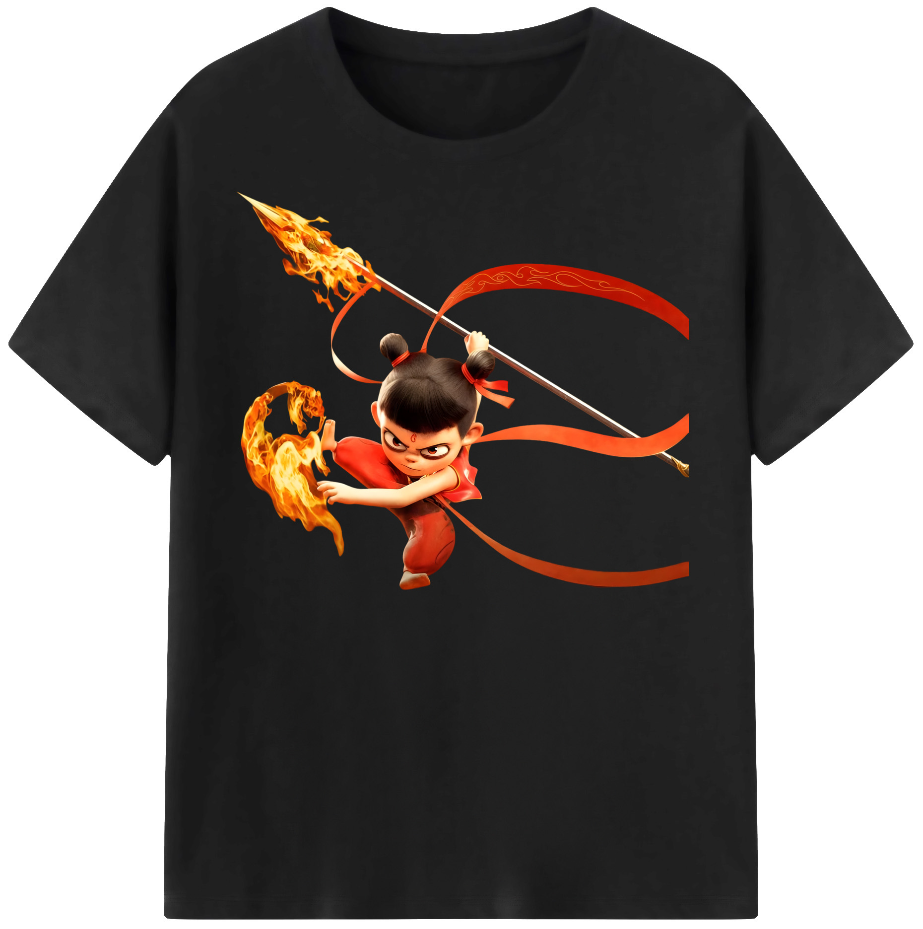 （画像用） Ne Zha 2 ナタ 魔童の大暴れ 綿100％半袖Tシャツ（フロントプリント）