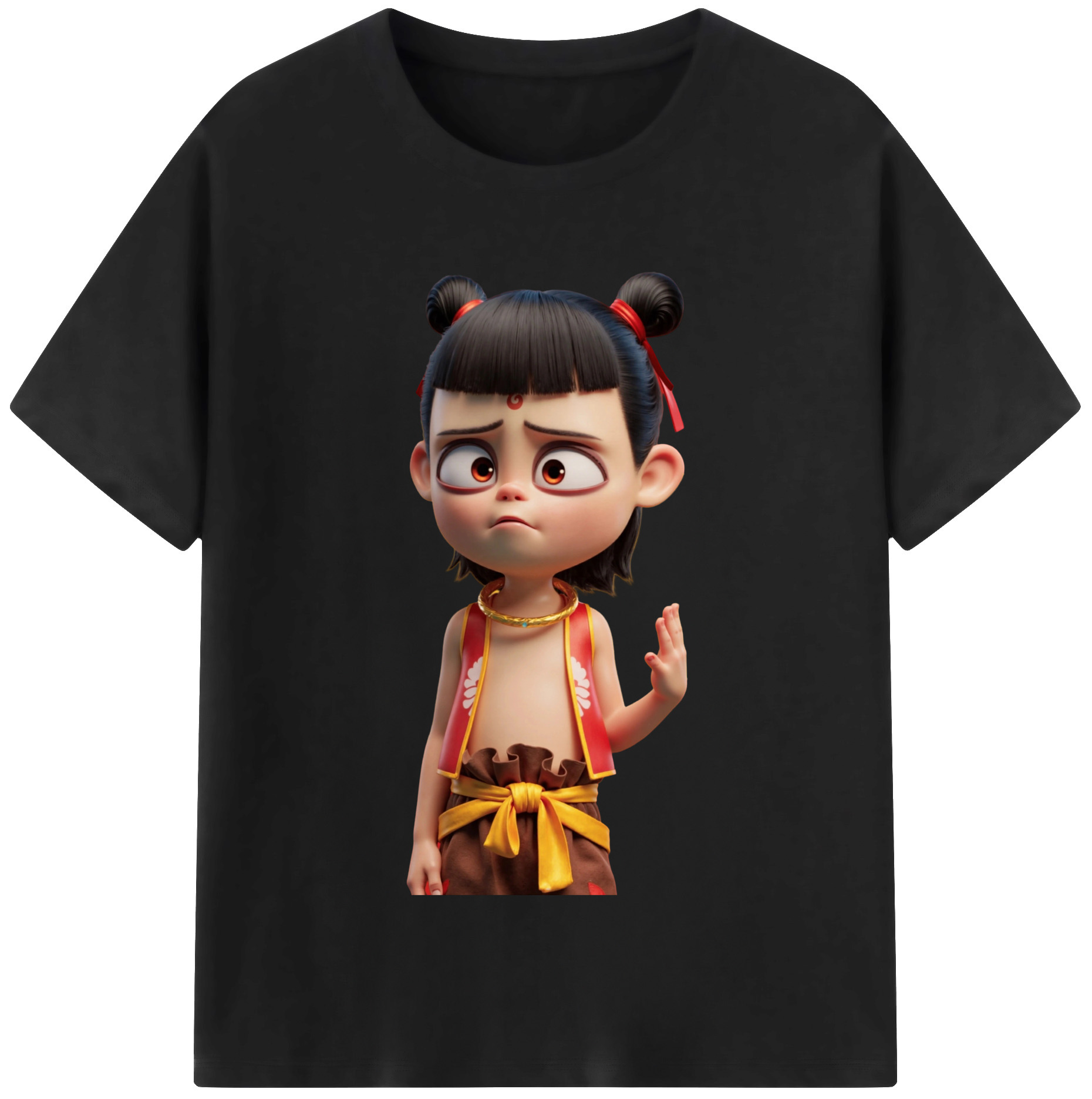 （画像用） Ne Zha 2 ナタ 魔童の大暴れ 綿100％半袖Tシャツ（フロントプリント）