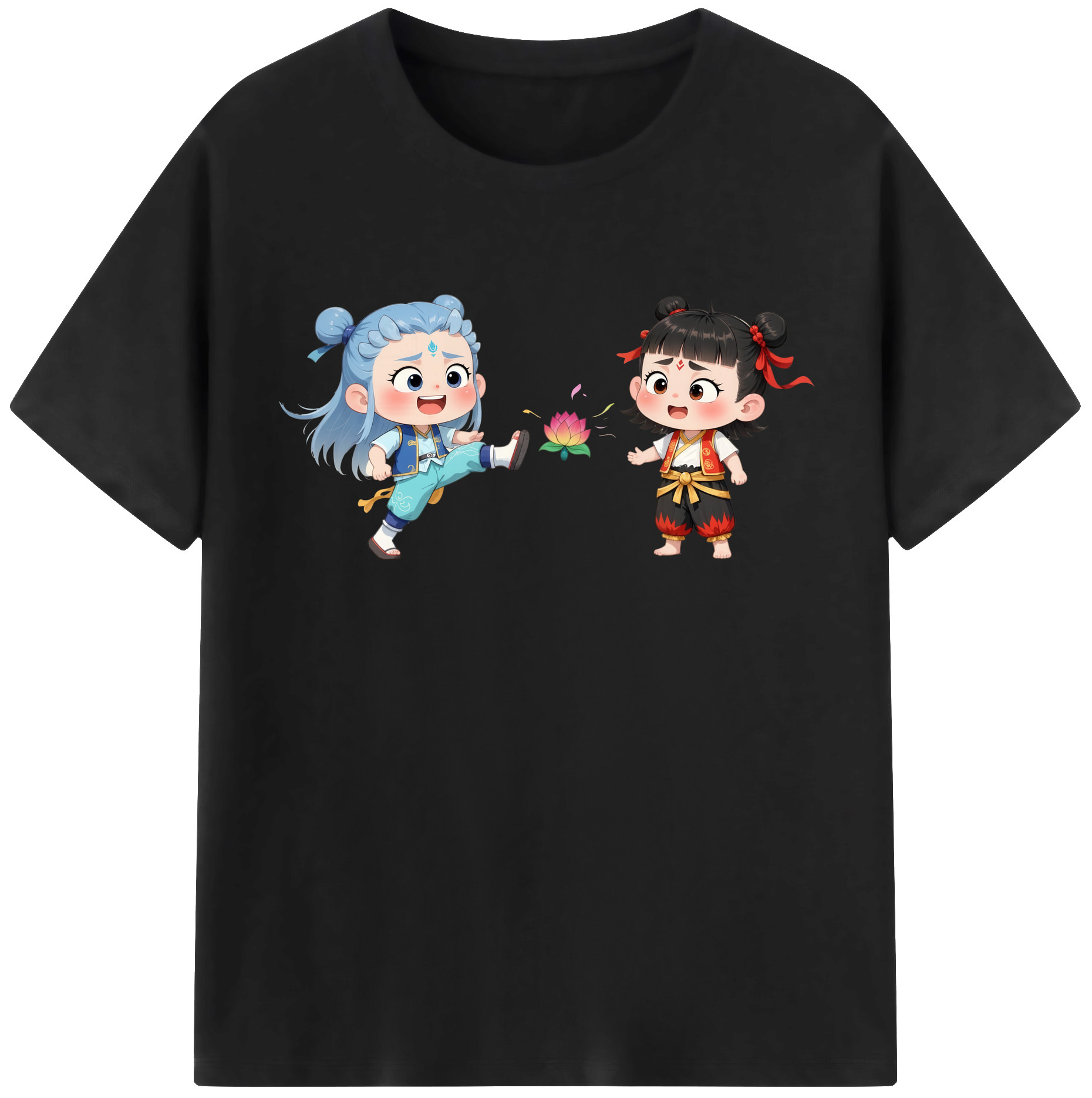 （画像用） Ne Zha 2 ナタ 魔童の大暴れ 綿100％半袖Tシャツ（フロントプリント）