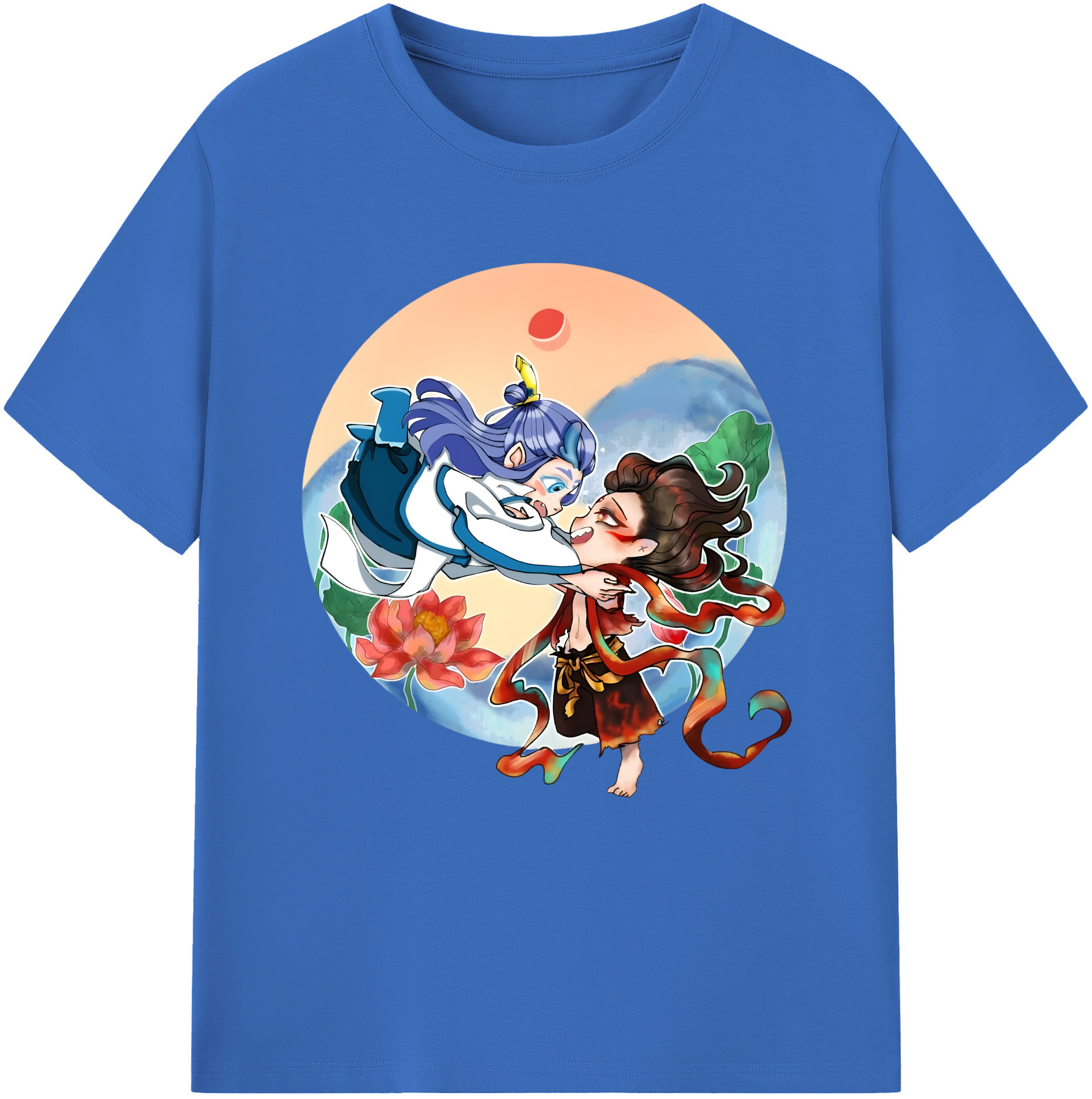 （画像用） Ne Zha 2 ナタ 魔童の大暴れ 綿100％半袖Tシャツ（フロントプリント）