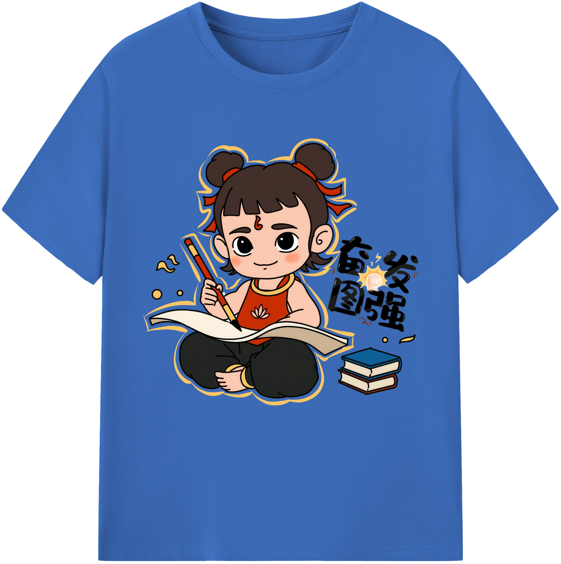 （画像用） Ne Zha 2 ナタ 魔童の大暴れ 綿100％半袖Tシャツ（フロントプリント）