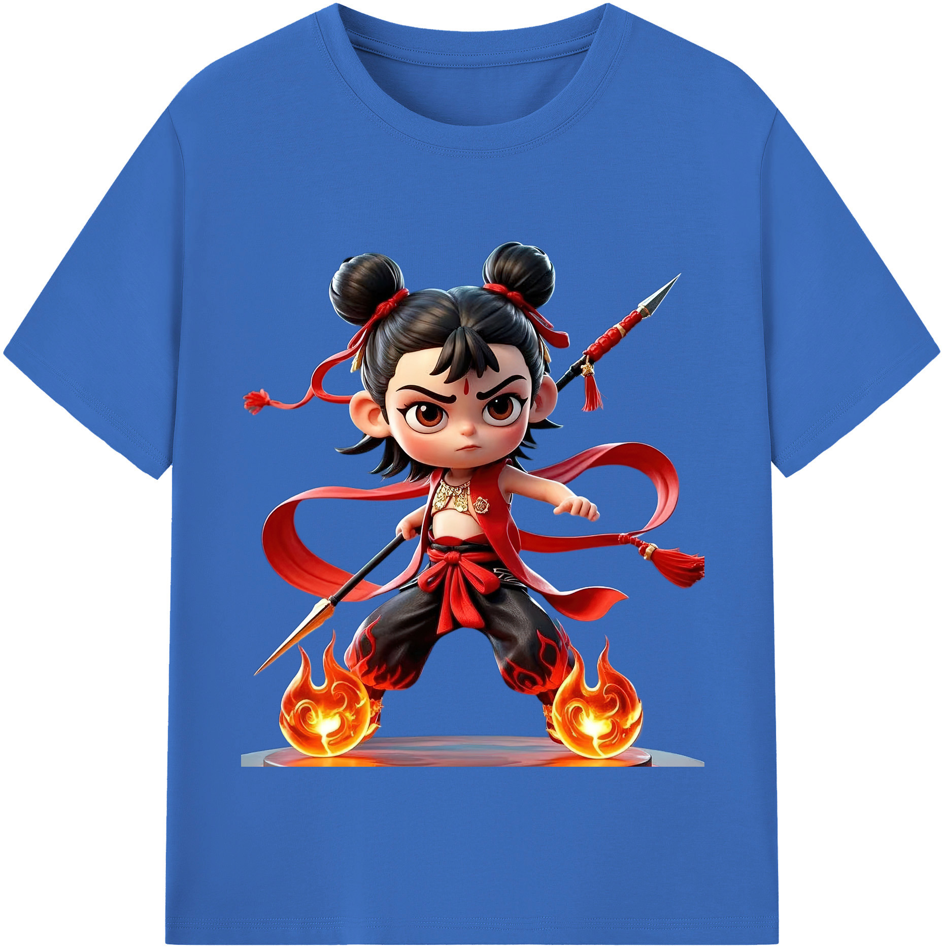 （画像用） Ne Zha 2 ナタ 魔童の大暴れ 綿100％半袖Tシャツ（フロントプリント）