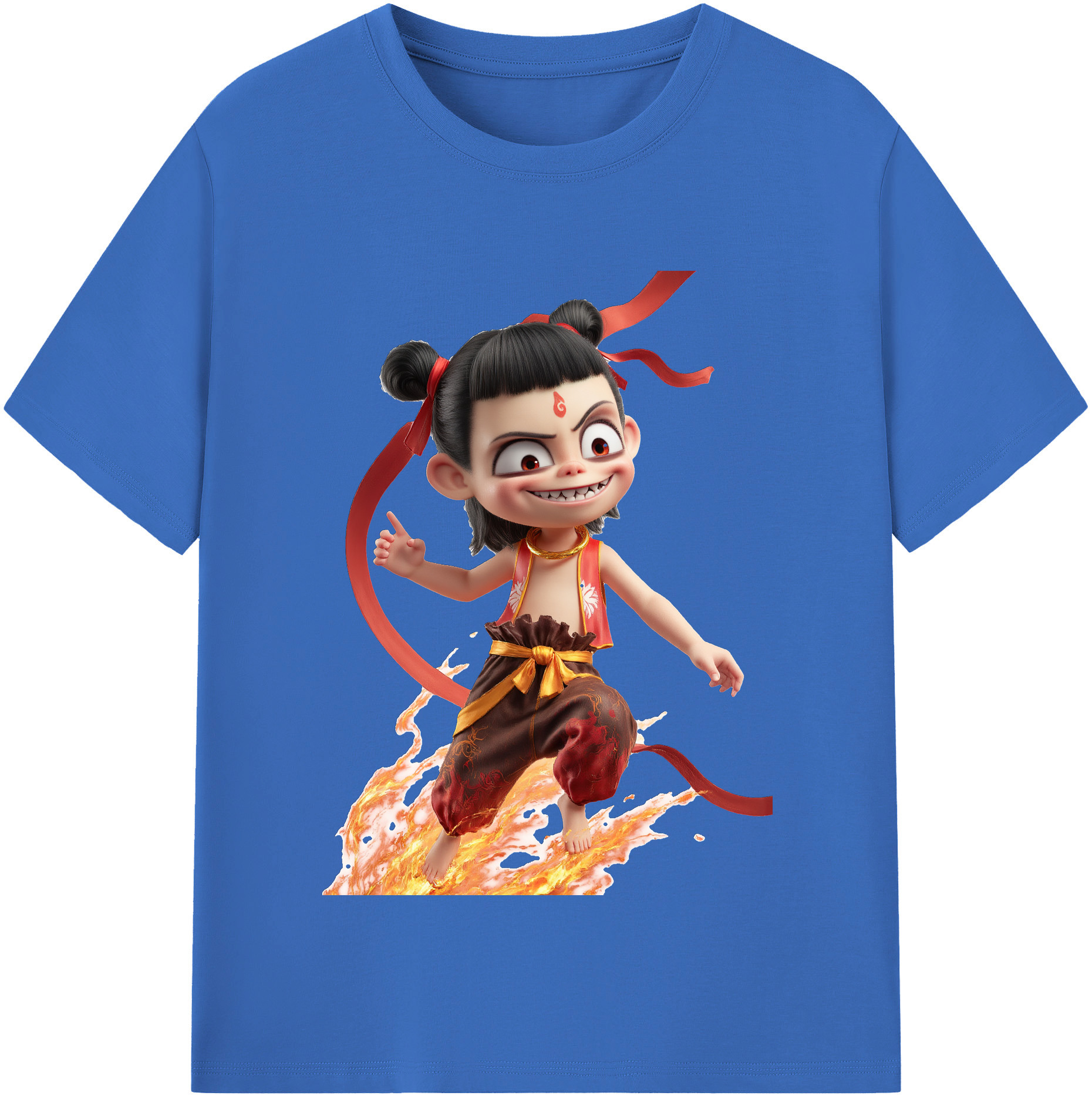 （画像用） Ne Zha 2 ナタ 魔童の大暴れ 綿100％半袖Tシャツ（フロントプリント）