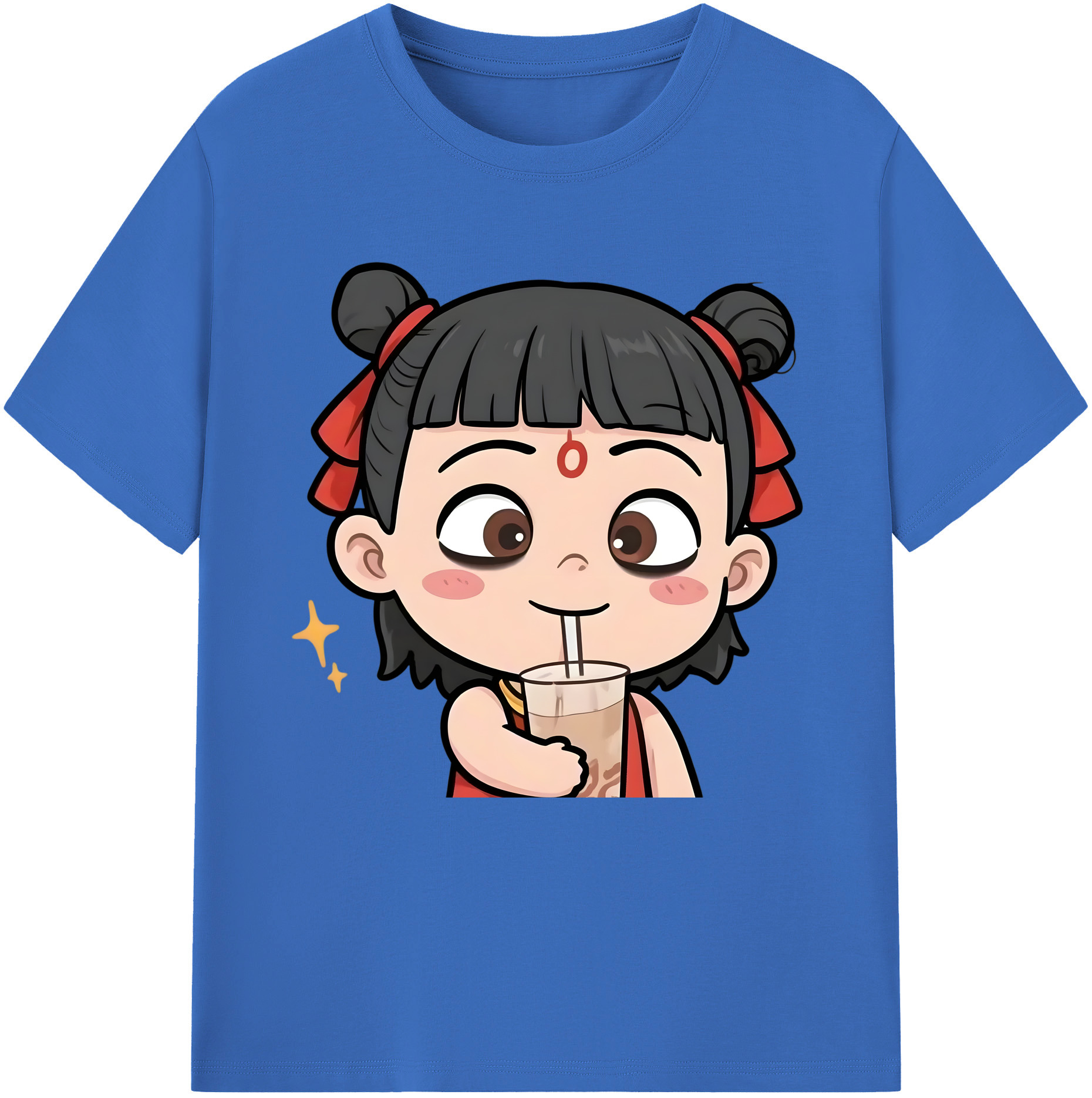 （画像用） Ne Zha 2 ナタ 魔童の大暴れ 綿100％半袖Tシャツ（フロントプリント）
