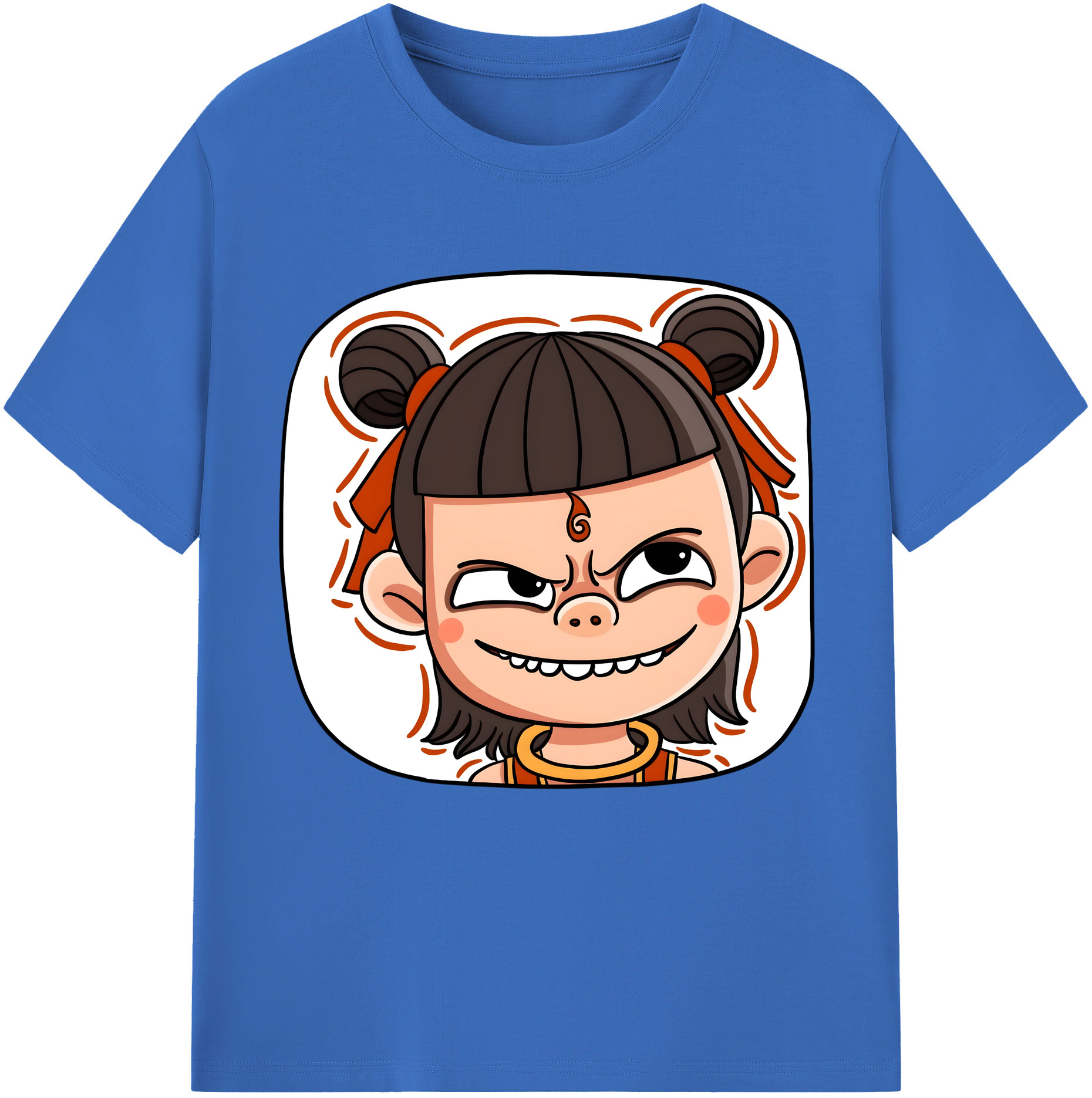 （画像用） Ne Zha 2 ナタ 魔童の大暴れ 綿100％半袖Tシャツ（フロントプリント）