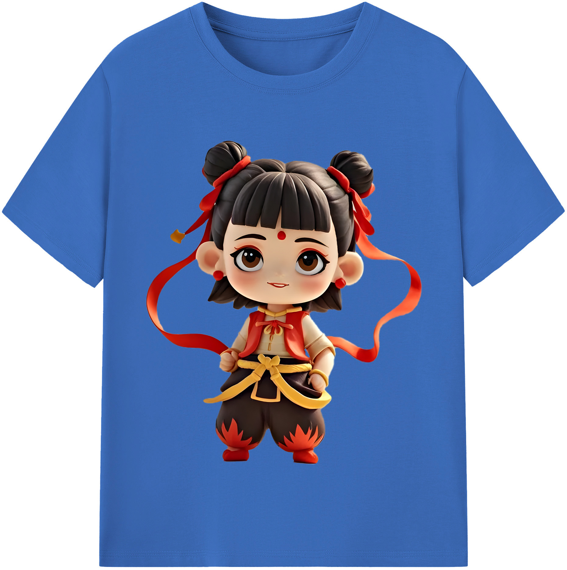 （画像用） Ne Zha 2 ナタ 魔童の大暴れ 綿100％半袖Tシャツ（フロントプリント）