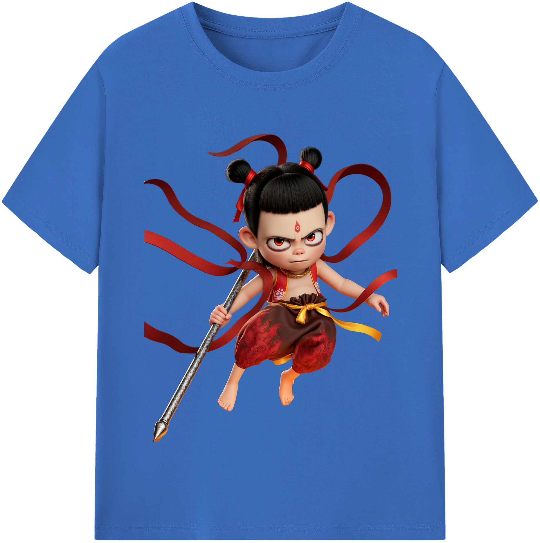 （画像用） Ne Zha 2 ナタ 魔童の大暴れ 綿100％半袖Tシャツ（フロントプリント）