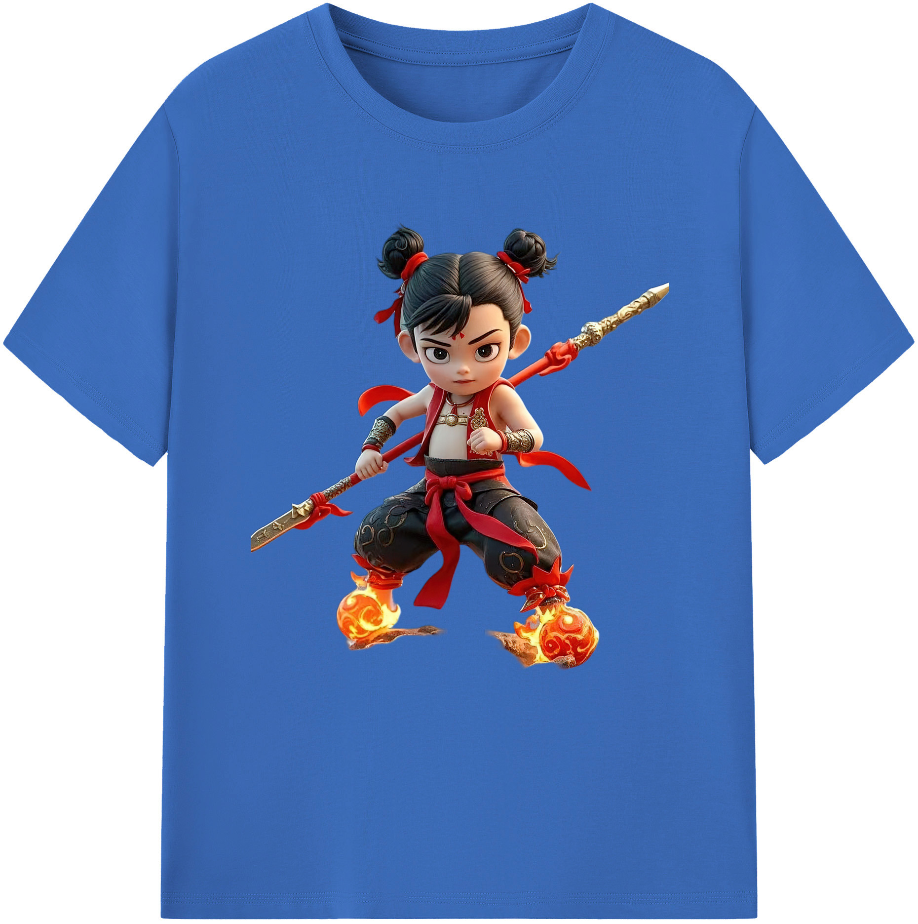 （画像用） Ne Zha 2 ナタ 魔童の大暴れ 綿100％半袖Tシャツ（フロントプリント）