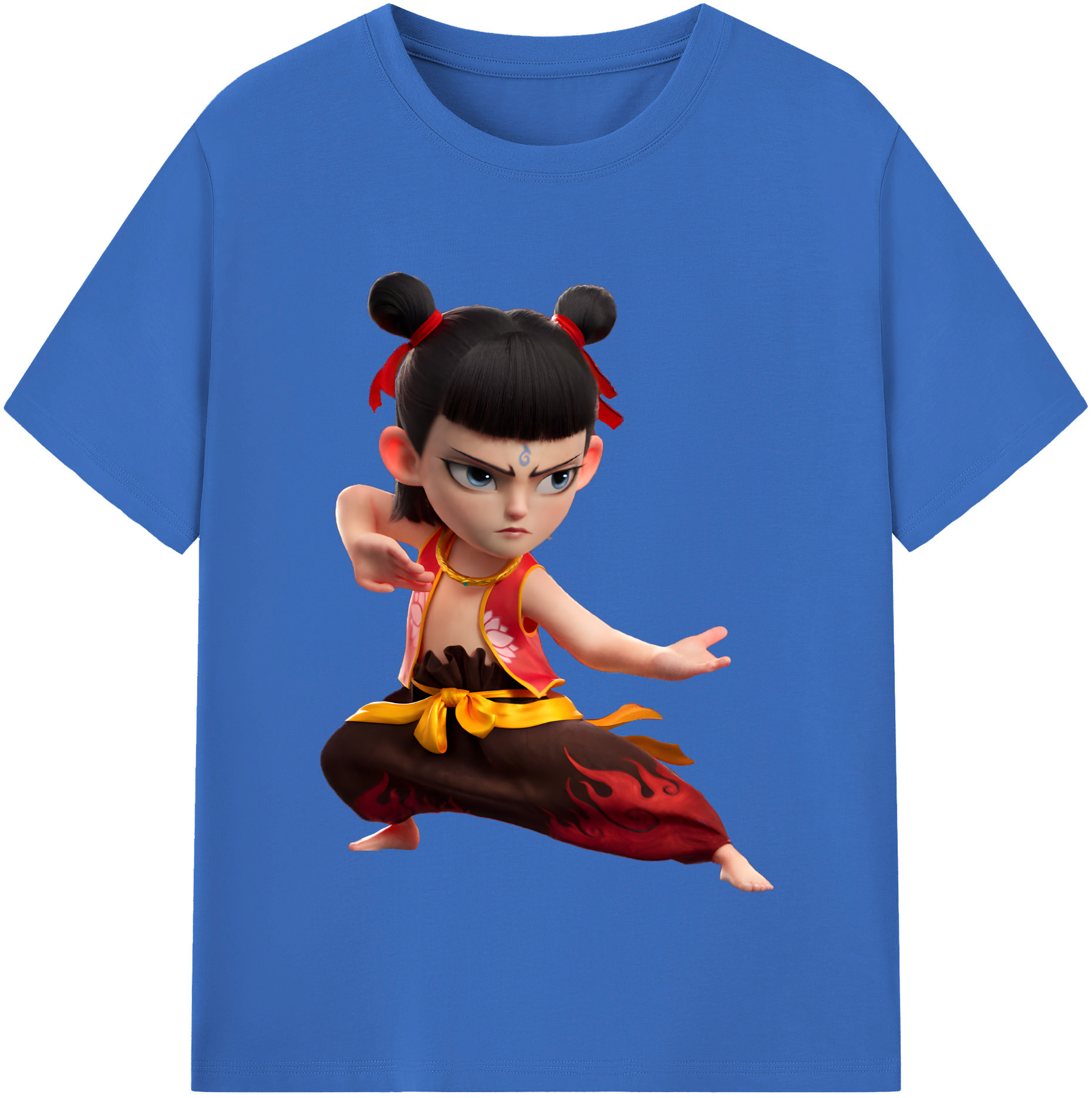 （画像用） Ne Zha 2 ナタ 魔童の大暴れ 綿100％半袖Tシャツ（フロントプリント）