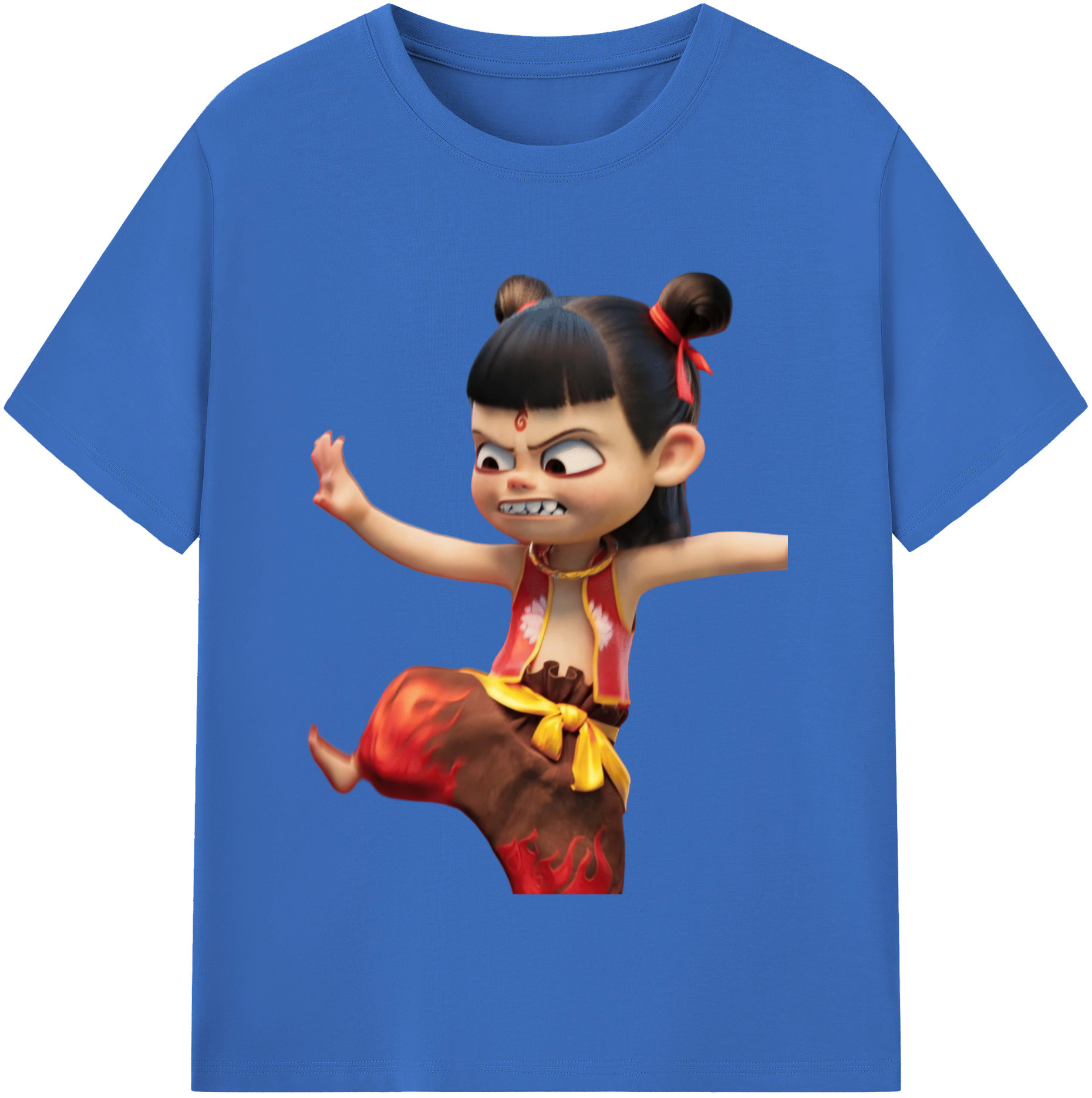 （画像用） Ne Zha 2 ナタ 魔童の大暴れ 綿100％半袖Tシャツ（フロントプリント）