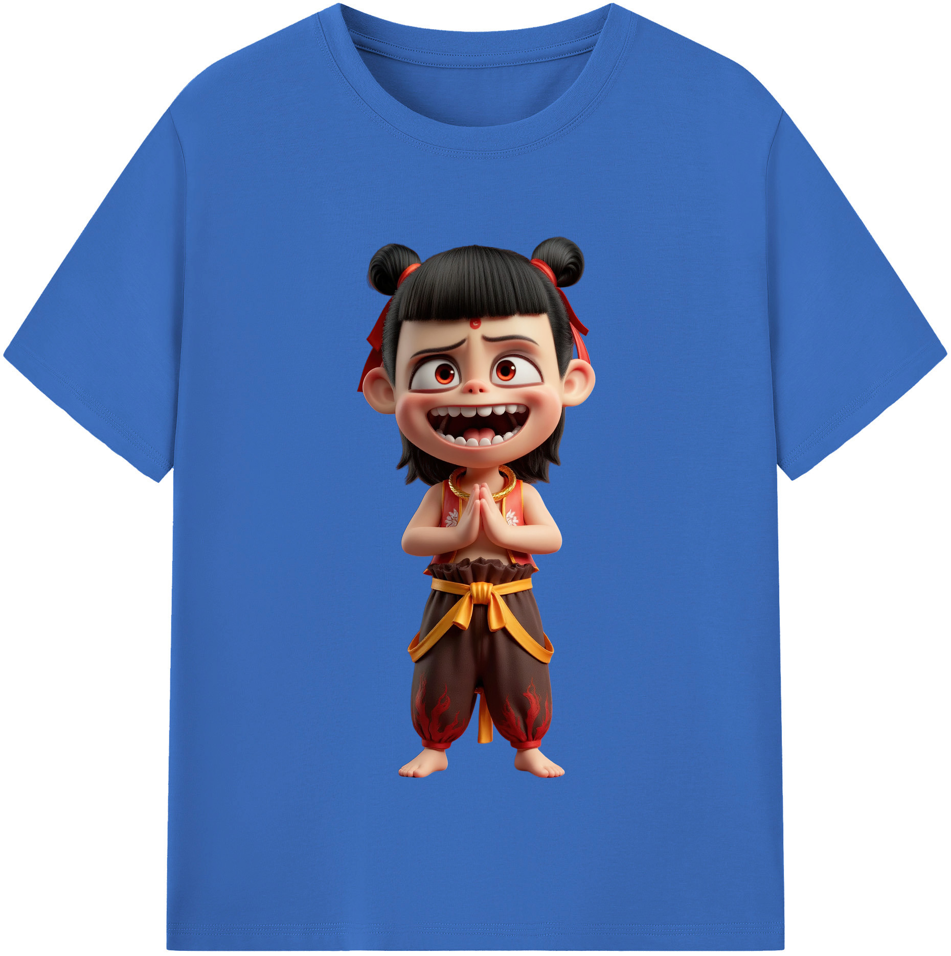 （画像用） Ne Zha 2 ナタ 魔童の大暴れ 綿100％半袖Tシャツ（フロントプリント）