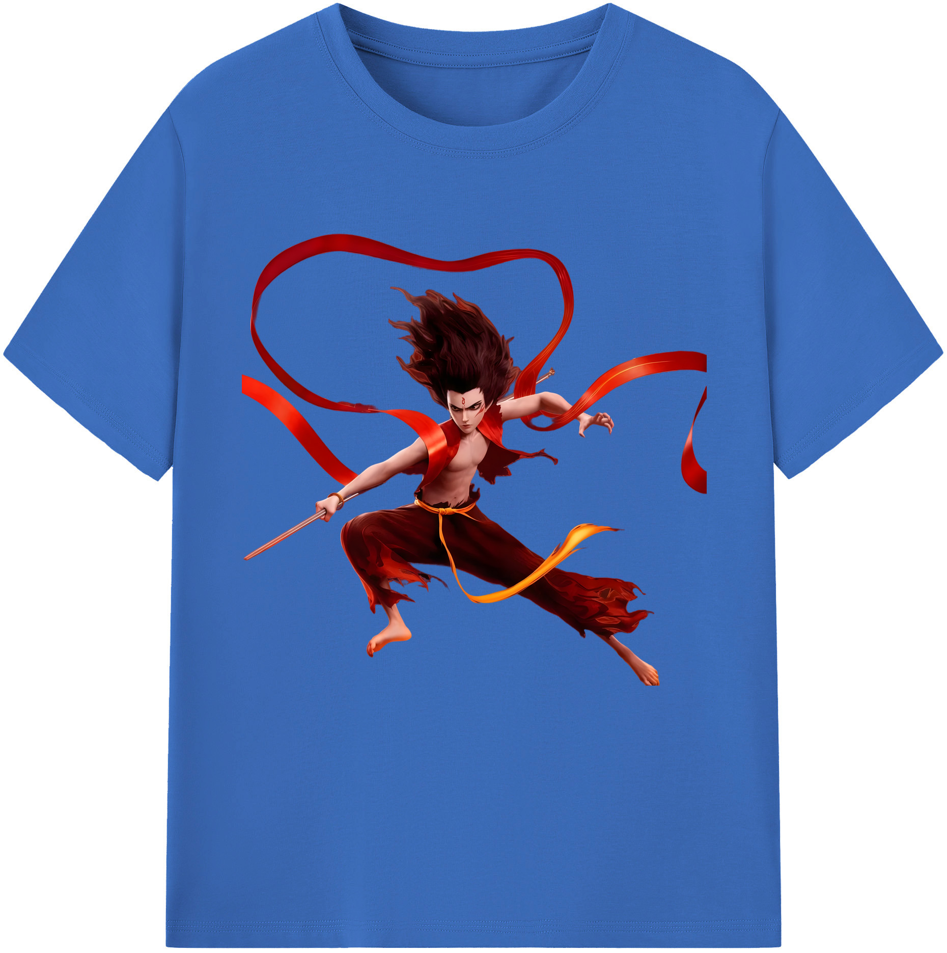 （画像用） Ne Zha 2 ナタ 魔童の大暴れ 綿100％半袖Tシャツ（フロントプリント）