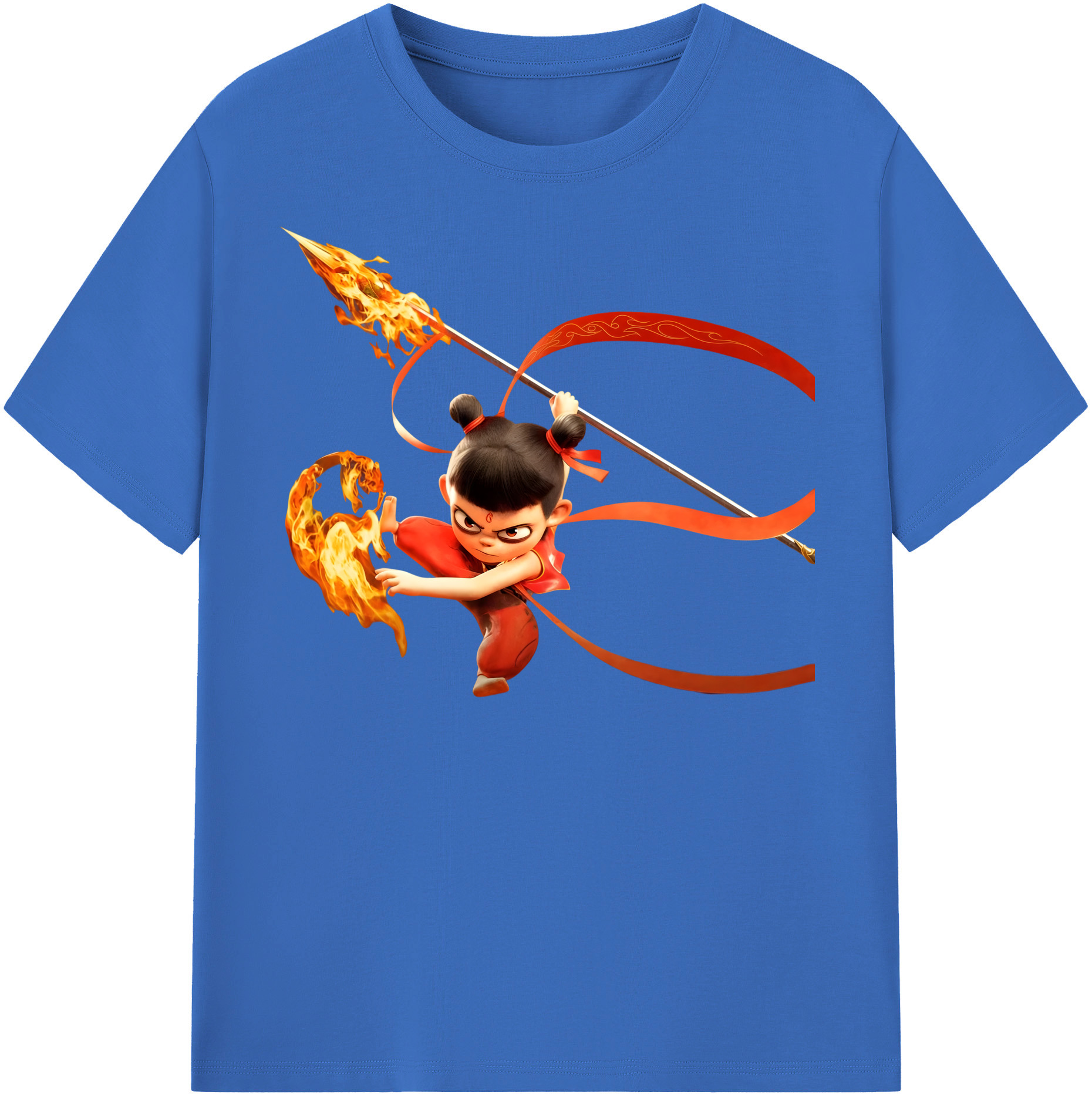 （画像用） Ne Zha 2 ナタ 魔童の大暴れ 綿100％半袖Tシャツ（フロントプリント）