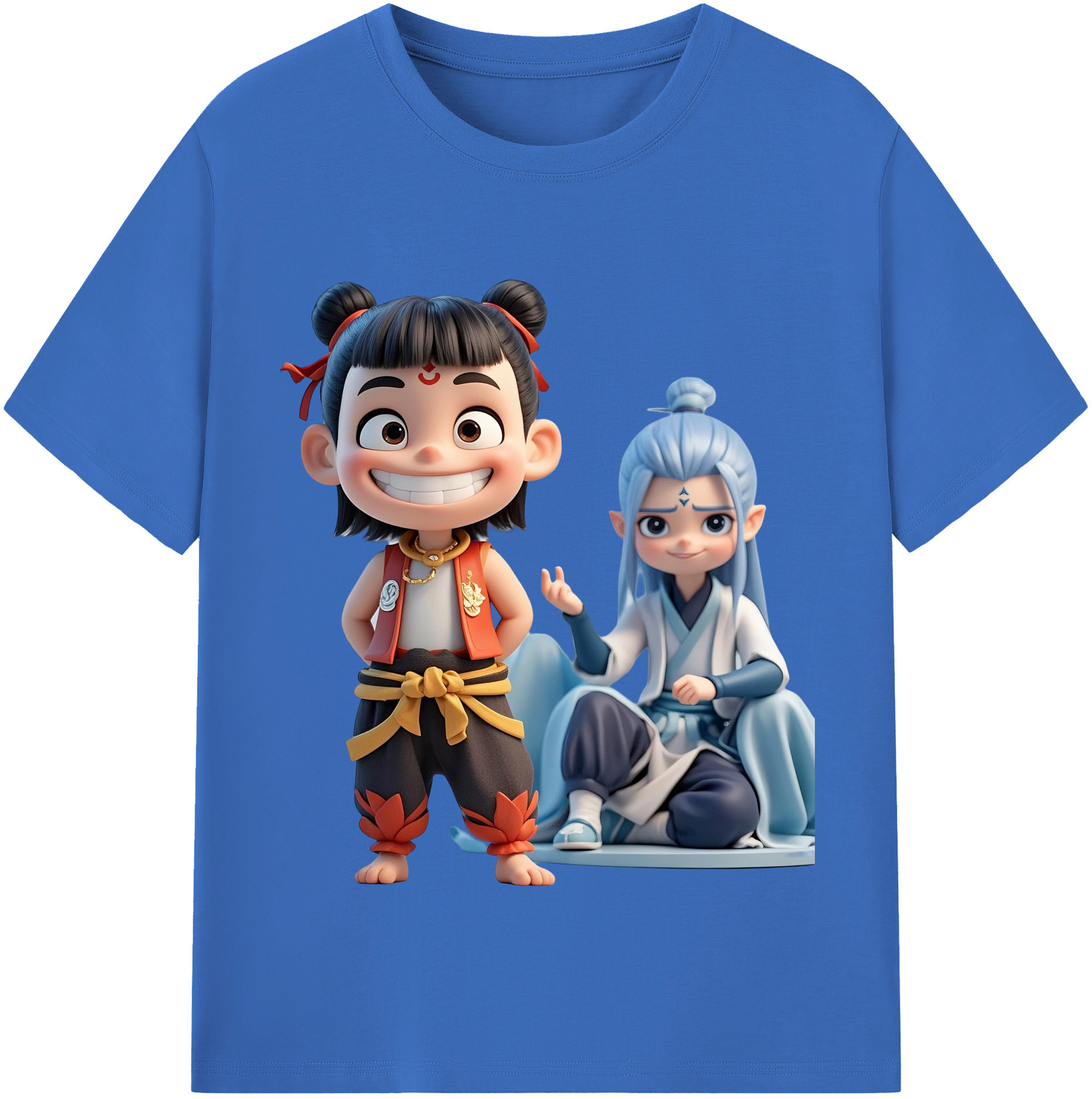 （画像用） Ne Zha 2 ナタ 魔童の大暴れ 綿100％半袖Tシャツ（フロントプリント）