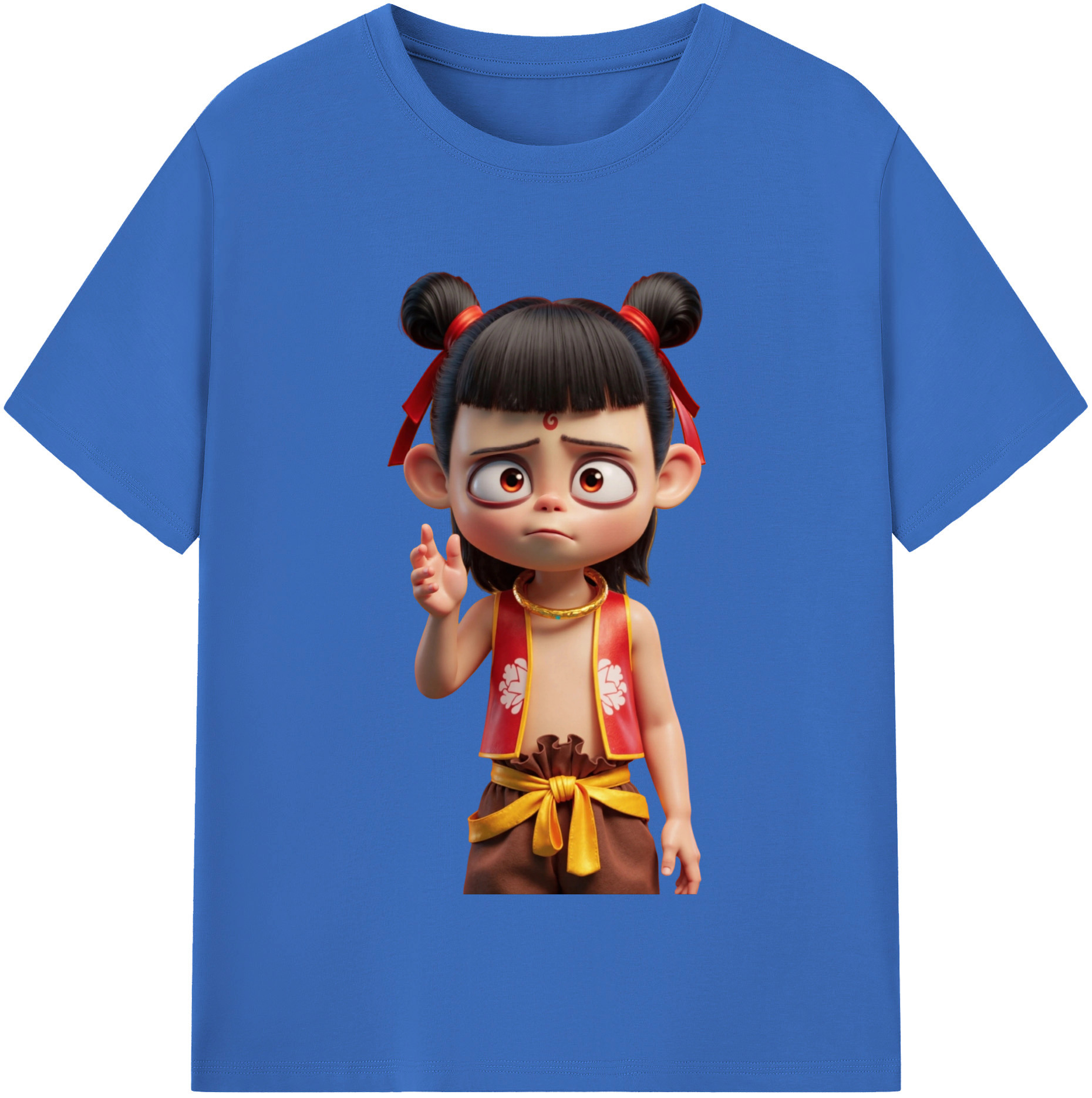（画像用） Ne Zha 2 ナタ 魔童の大暴れ 綿100％半袖Tシャツ（フロントプリント）