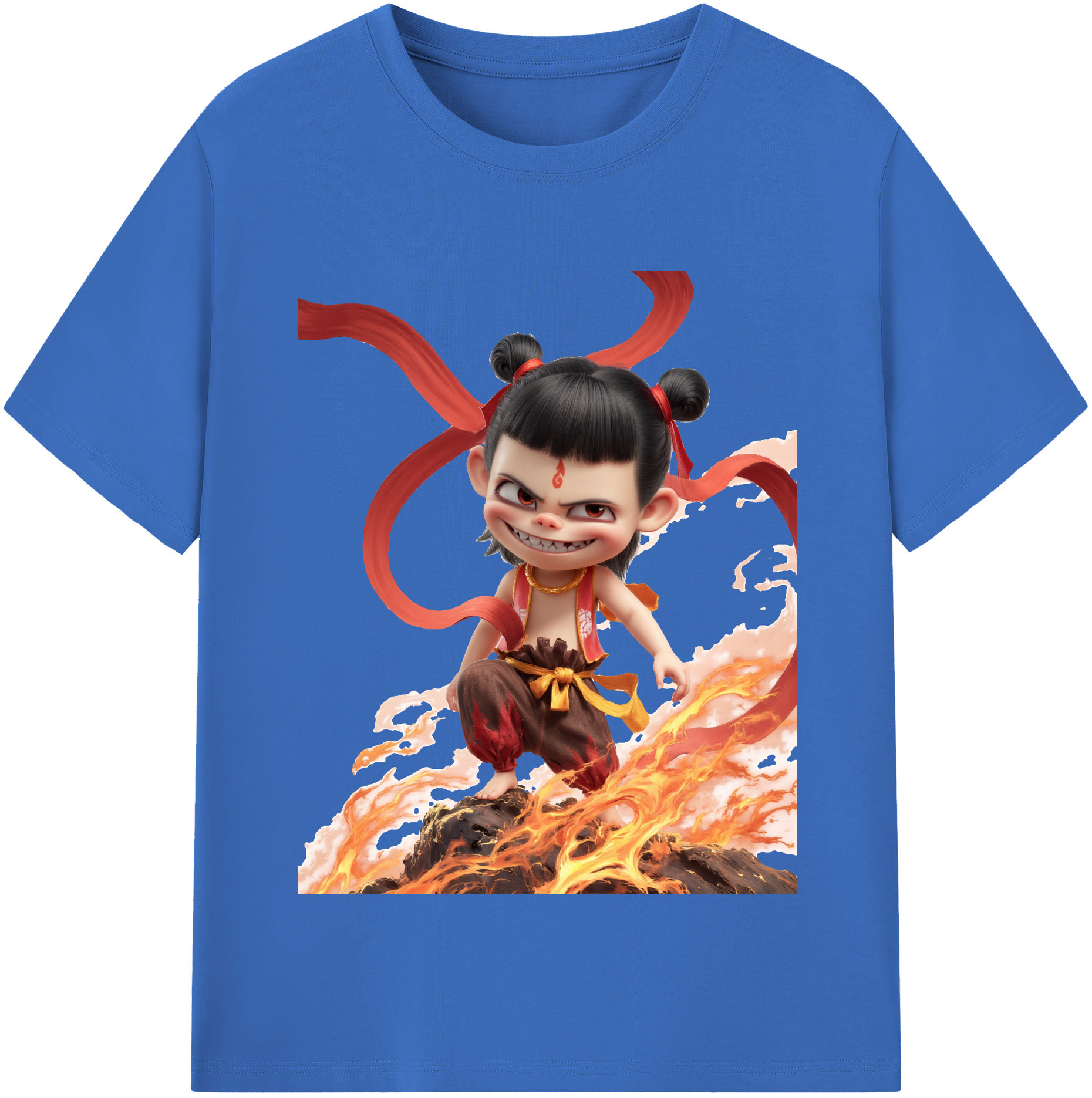 （画像用） Ne Zha 2 ナタ 魔童の大暴れ 綿100％半袖Tシャツ（フロントプリント）