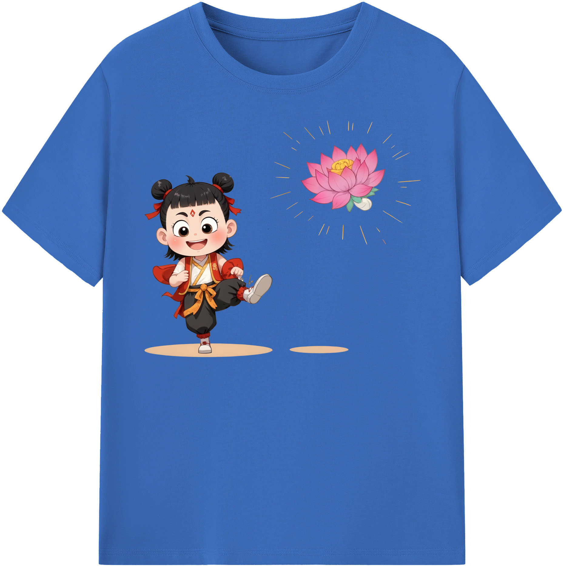 （画像用） Ne Zha 2 ナタ 魔童の大暴れ 綿100％半袖Tシャツ（フロントプリント）