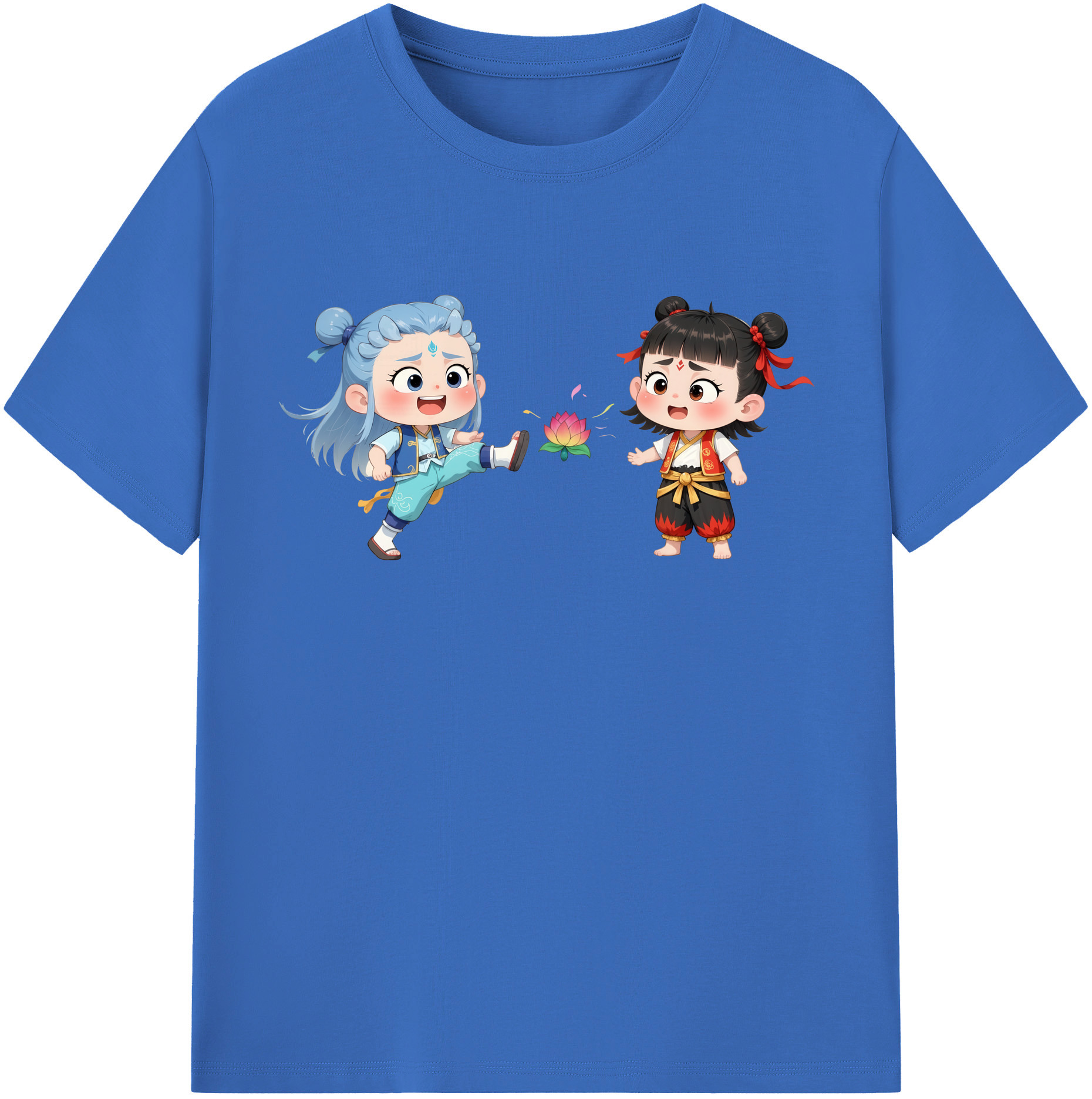 （画像用） Ne Zha 2 ナタ 魔童の大暴れ 綿100％半袖Tシャツ（フロントプリント）
