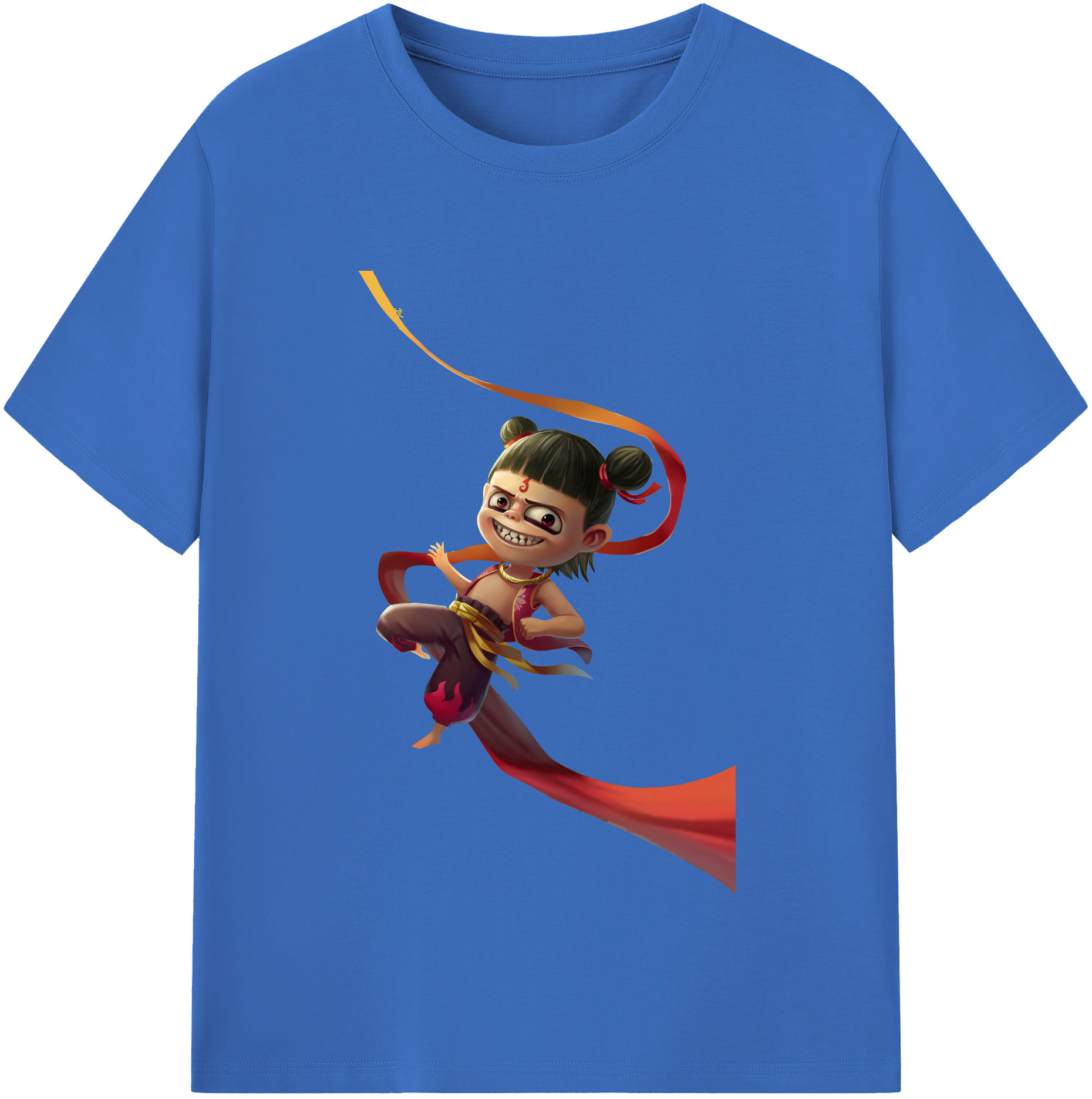 （画像用） Ne Zha 2 ナタ 魔童の大暴れ 綿100％半袖Tシャツ（フロントプリント）