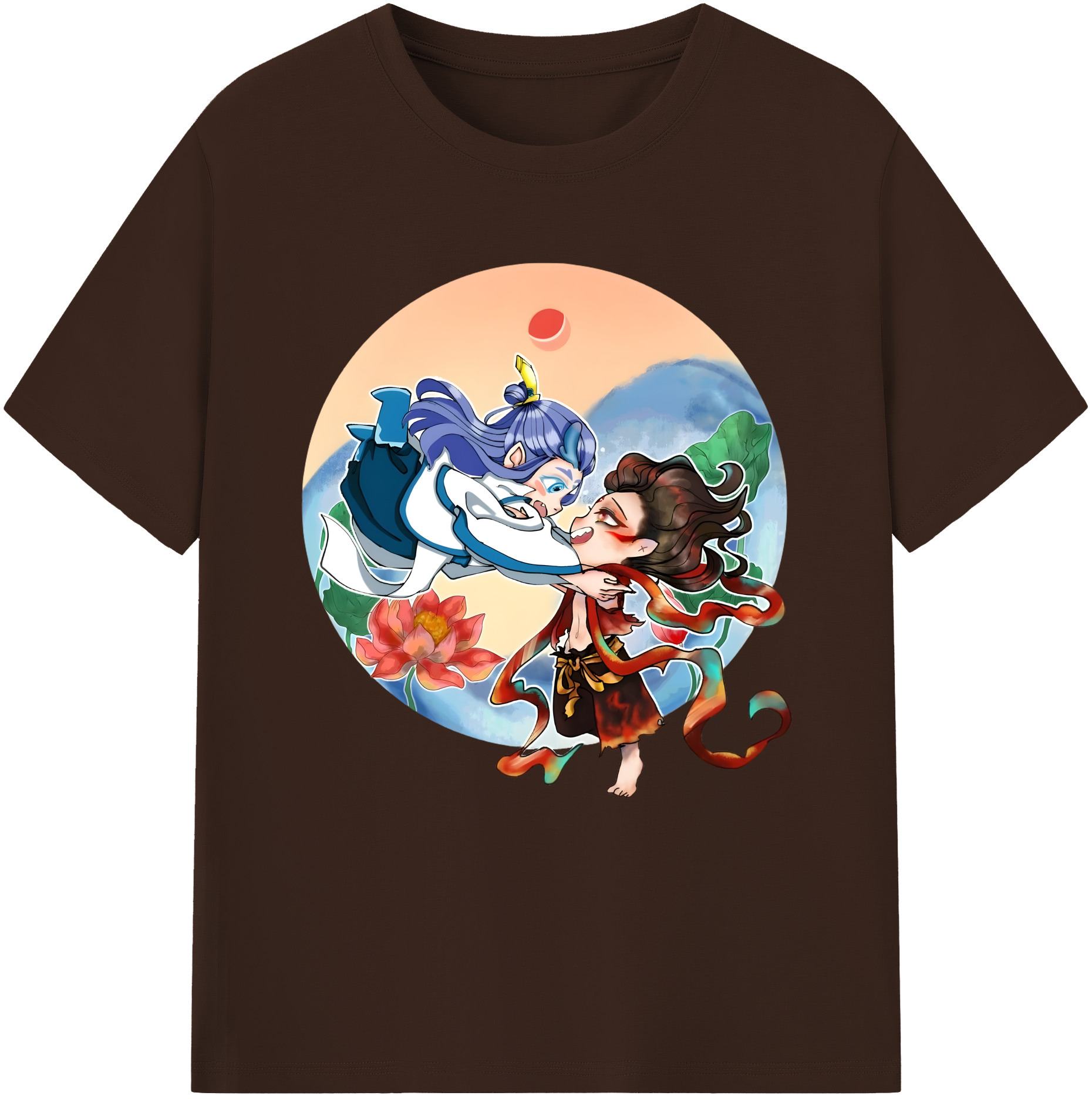 （画像用） Ne Zha 2 ナタ 魔童の大暴れ 綿100％半袖Tシャツ（フロントプリント）