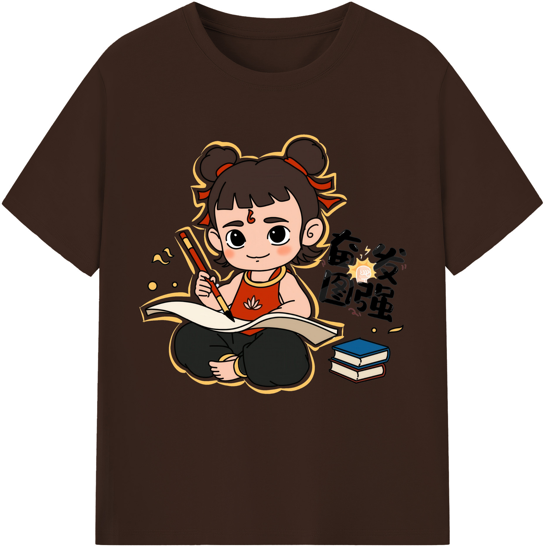 （画像用） Ne Zha 2 ナタ 魔童の大暴れ 綿100％半袖Tシャツ（フロントプリント）