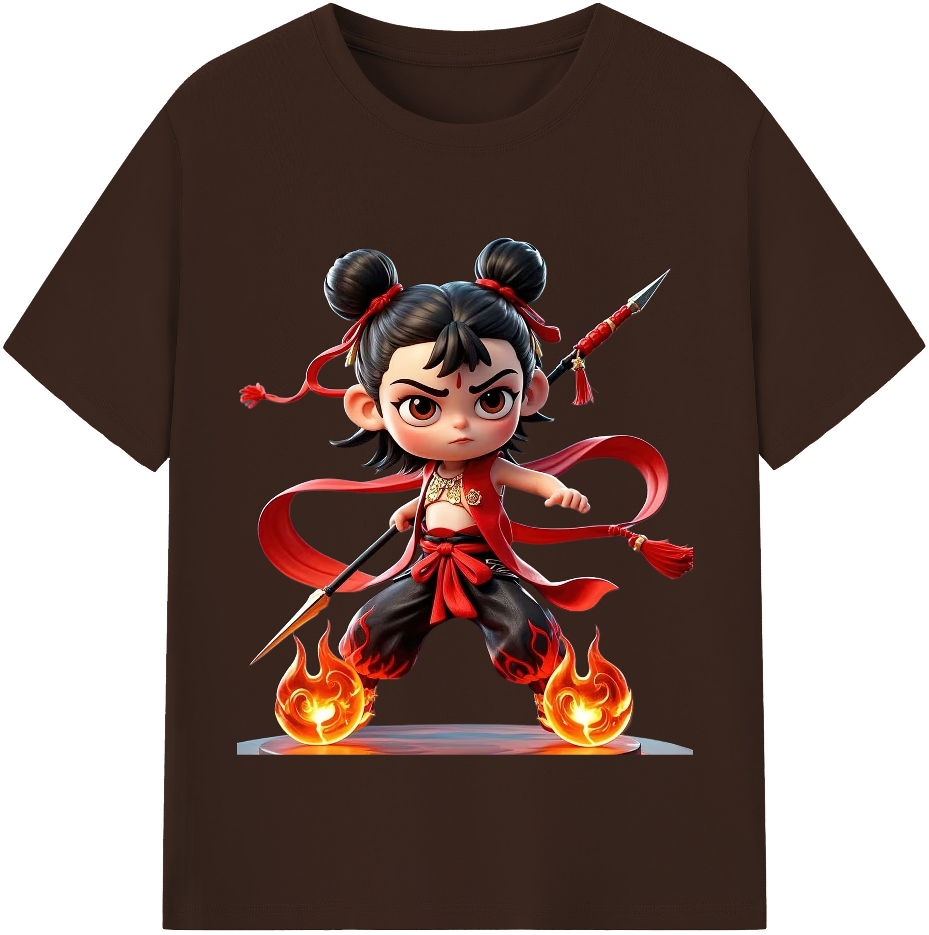 （画像用） Ne Zha 2 ナタ 魔童の大暴れ 綿100％半袖Tシャツ（フロントプリント）