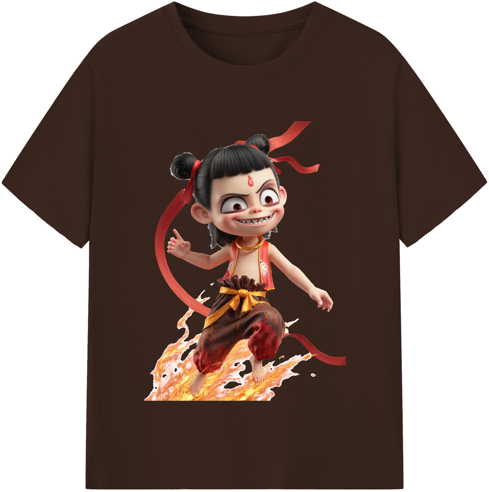 （画像用） Ne Zha 2 ナタ 魔童の大暴れ 綿100％半袖Tシャツ（フロントプリント）