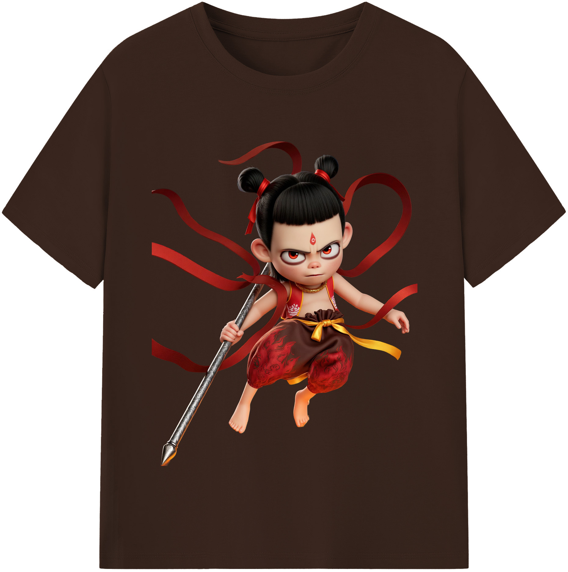 （画像用） Ne Zha 2 ナタ 魔童の大暴れ 綿100％半袖Tシャツ（フロントプリント）