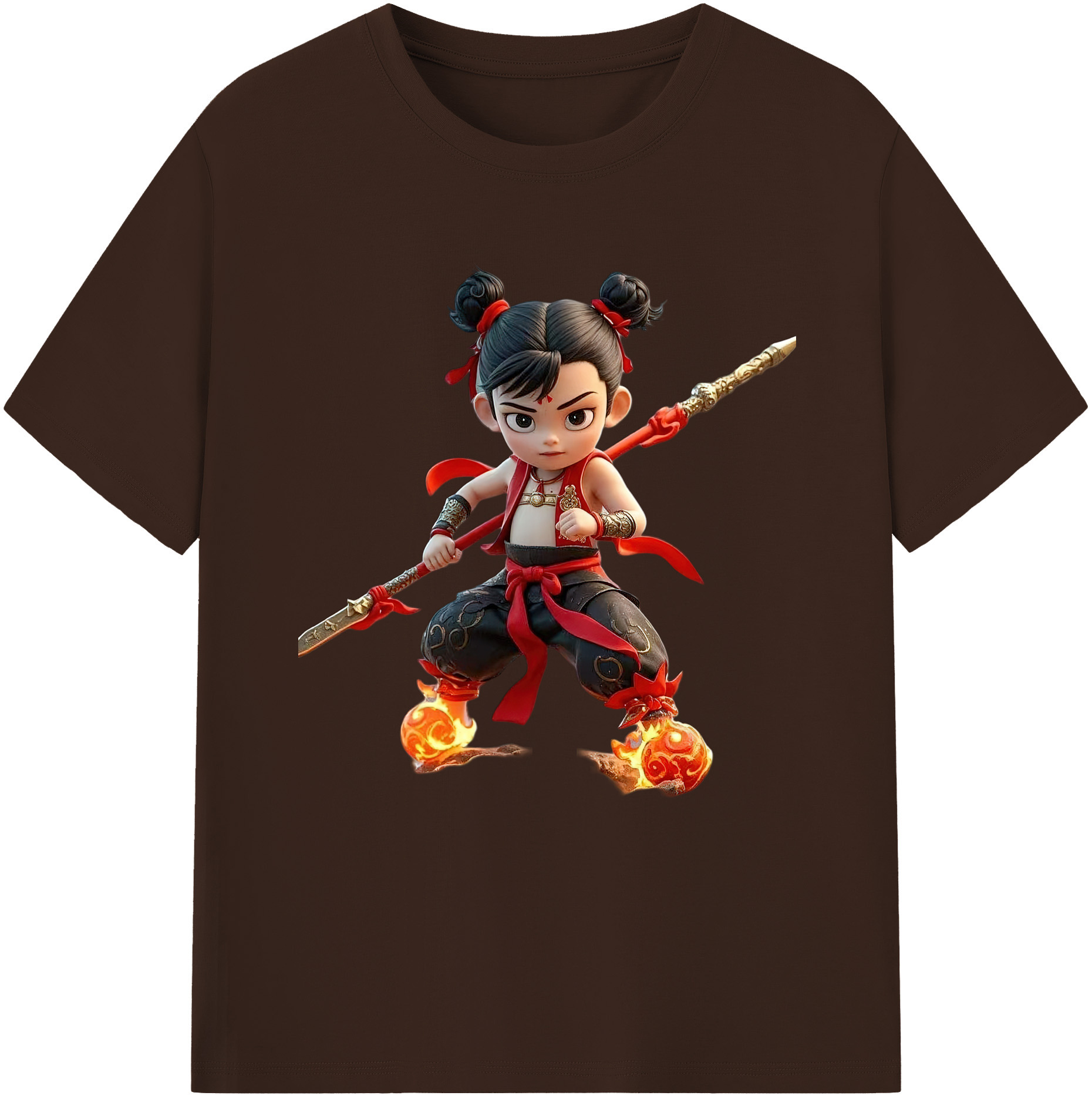 （画像用） Ne Zha 2 ナタ 魔童の大暴れ 綿100％半袖Tシャツ（フロントプリント）