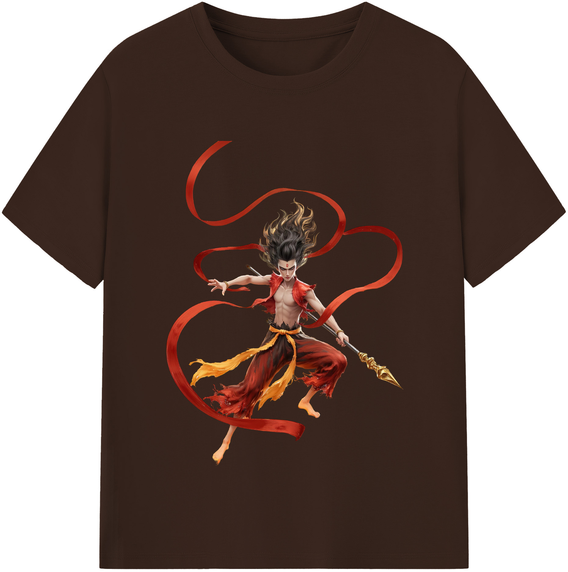 （画像用） Ne Zha 2 ナタ 魔童の大暴れ 綿100％半袖Tシャツ（フロントプリント）