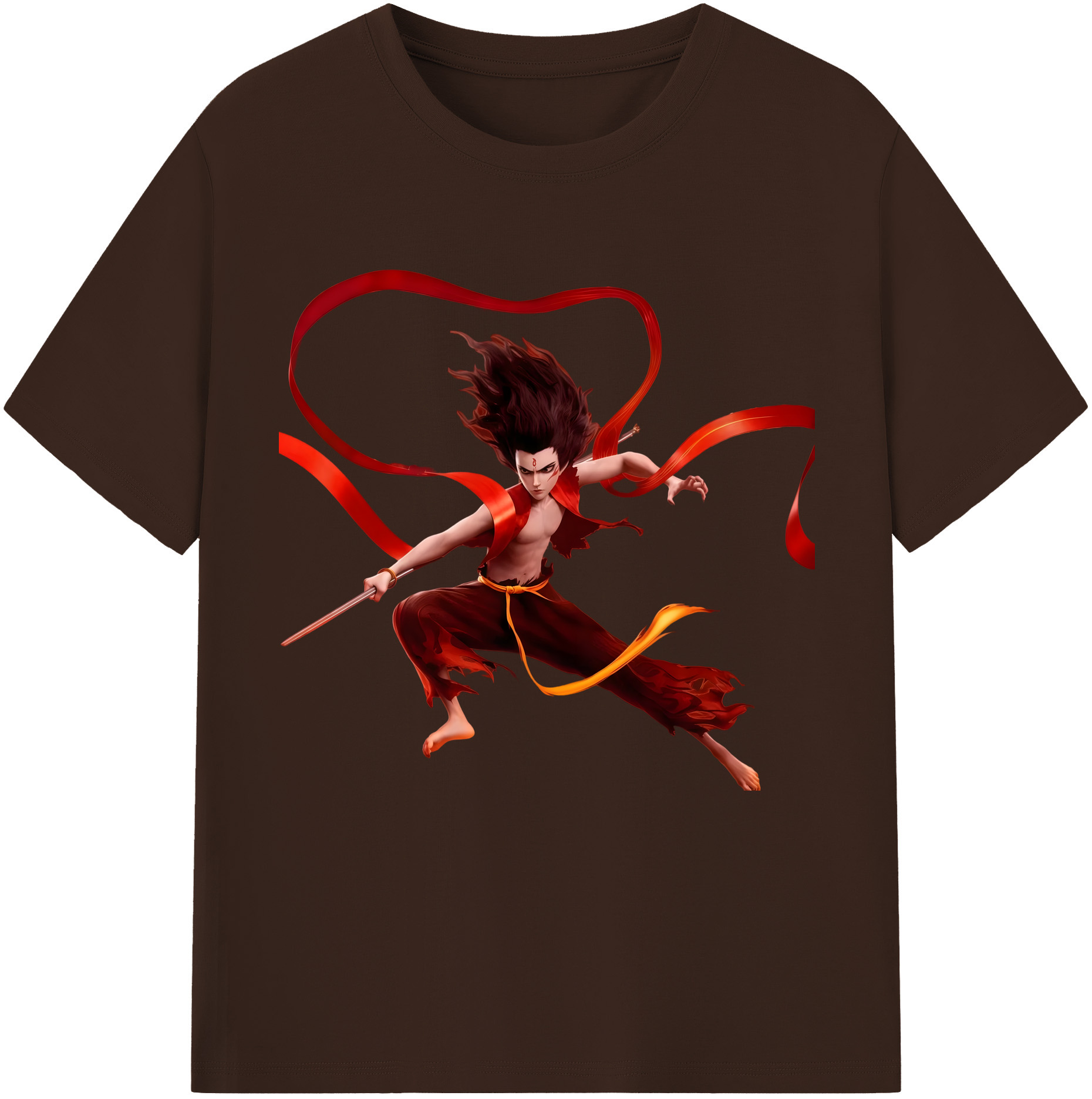 （画像用） Ne Zha 2 ナタ 魔童の大暴れ 綿100％半袖Tシャツ（フロントプリント）