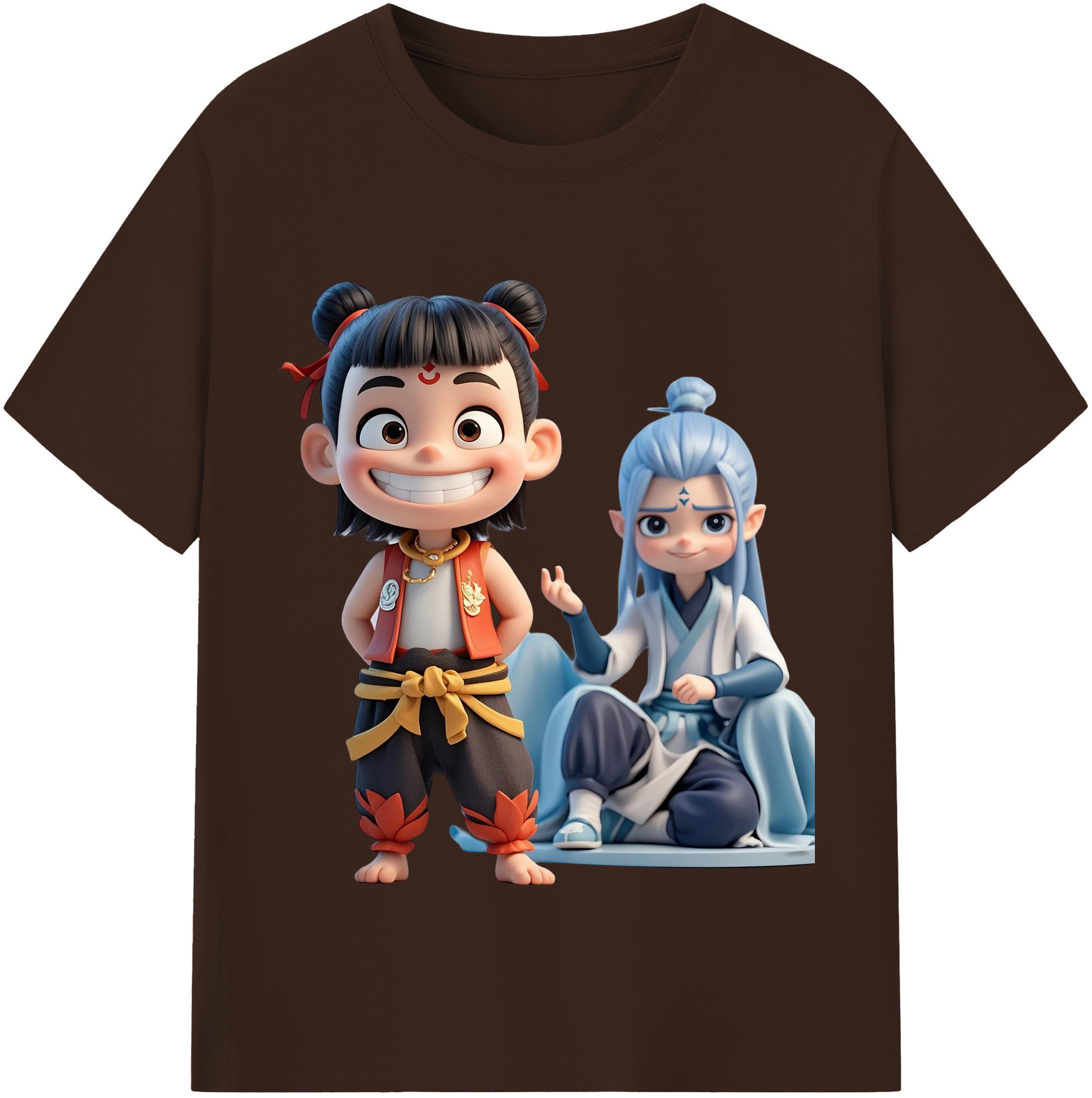 （画像用） Ne Zha 2 ナタ 魔童の大暴れ 綿100％半袖Tシャツ（フロントプリント）