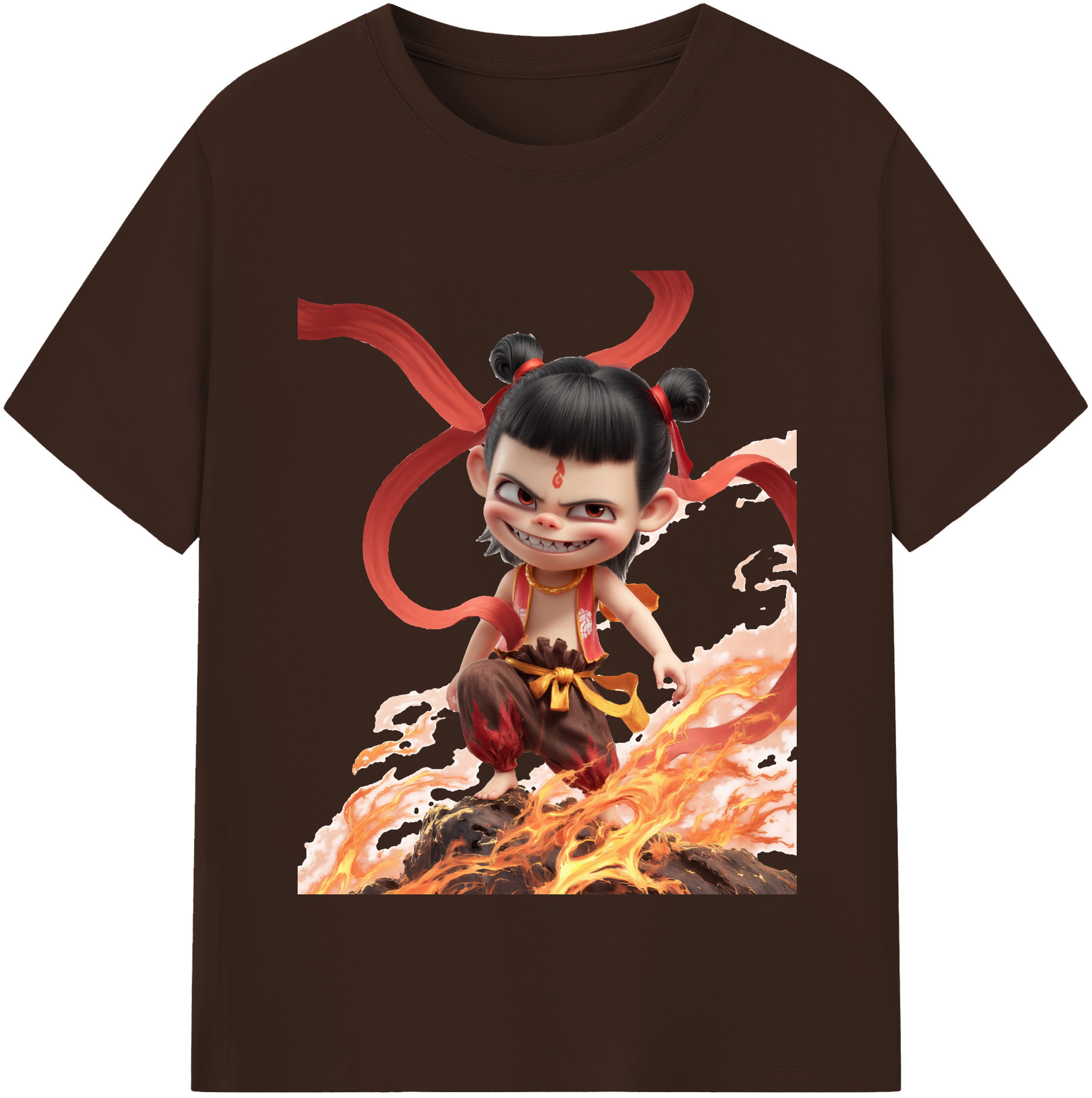 （画像用） Ne Zha 2 ナタ 魔童の大暴れ 綿100％半袖Tシャツ（フロントプリント）