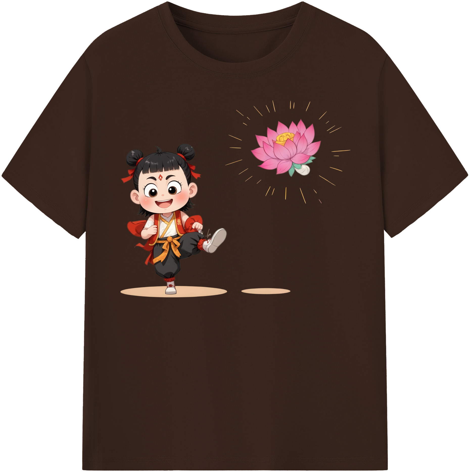 （画像用） Ne Zha 2 ナタ 魔童の大暴れ 綿100％半袖Tシャツ（フロントプリント）