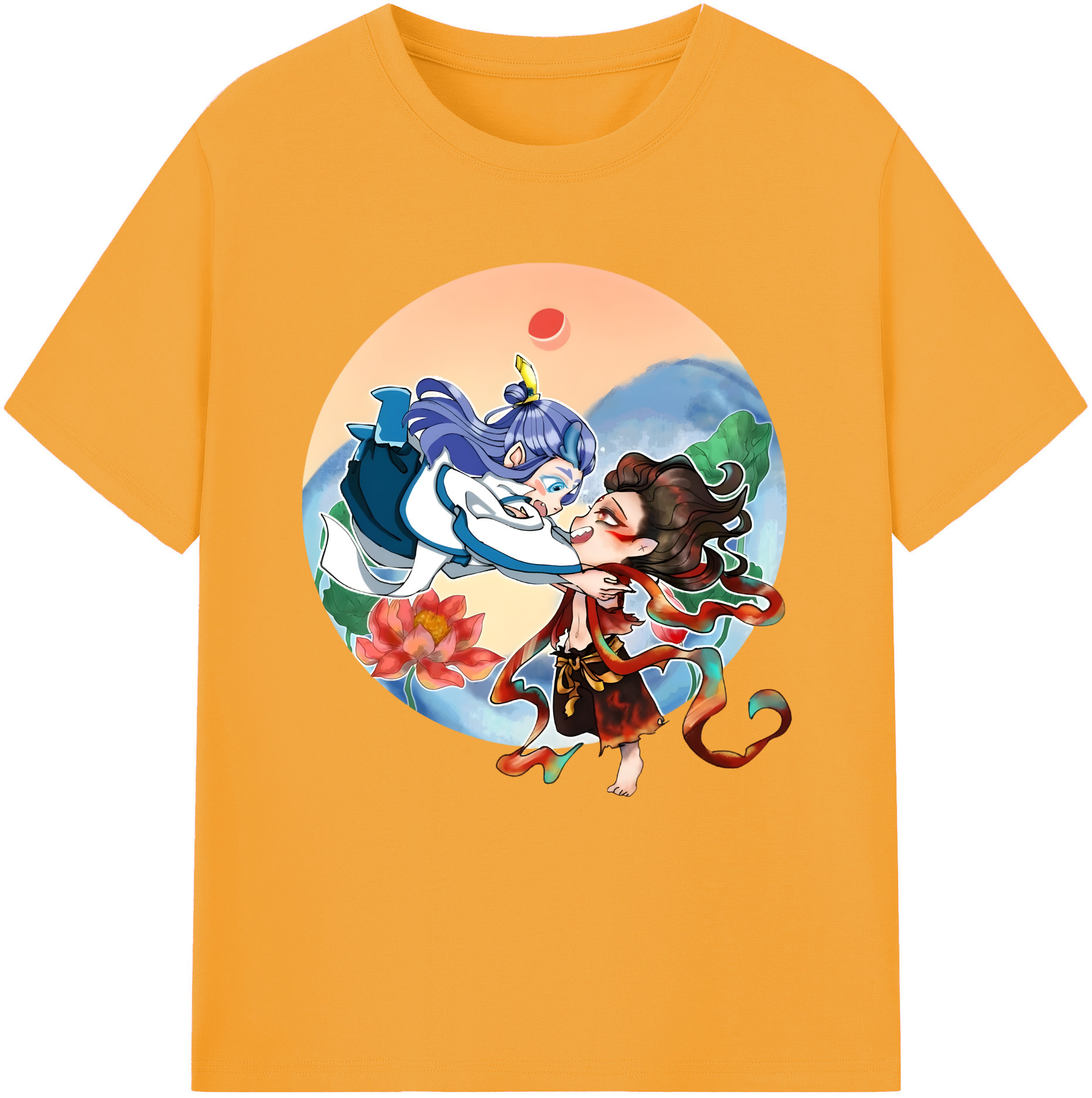 （画像用） Ne Zha 2 ナタ 魔童の大暴れ 綿100％半袖Tシャツ（フロントプリント）