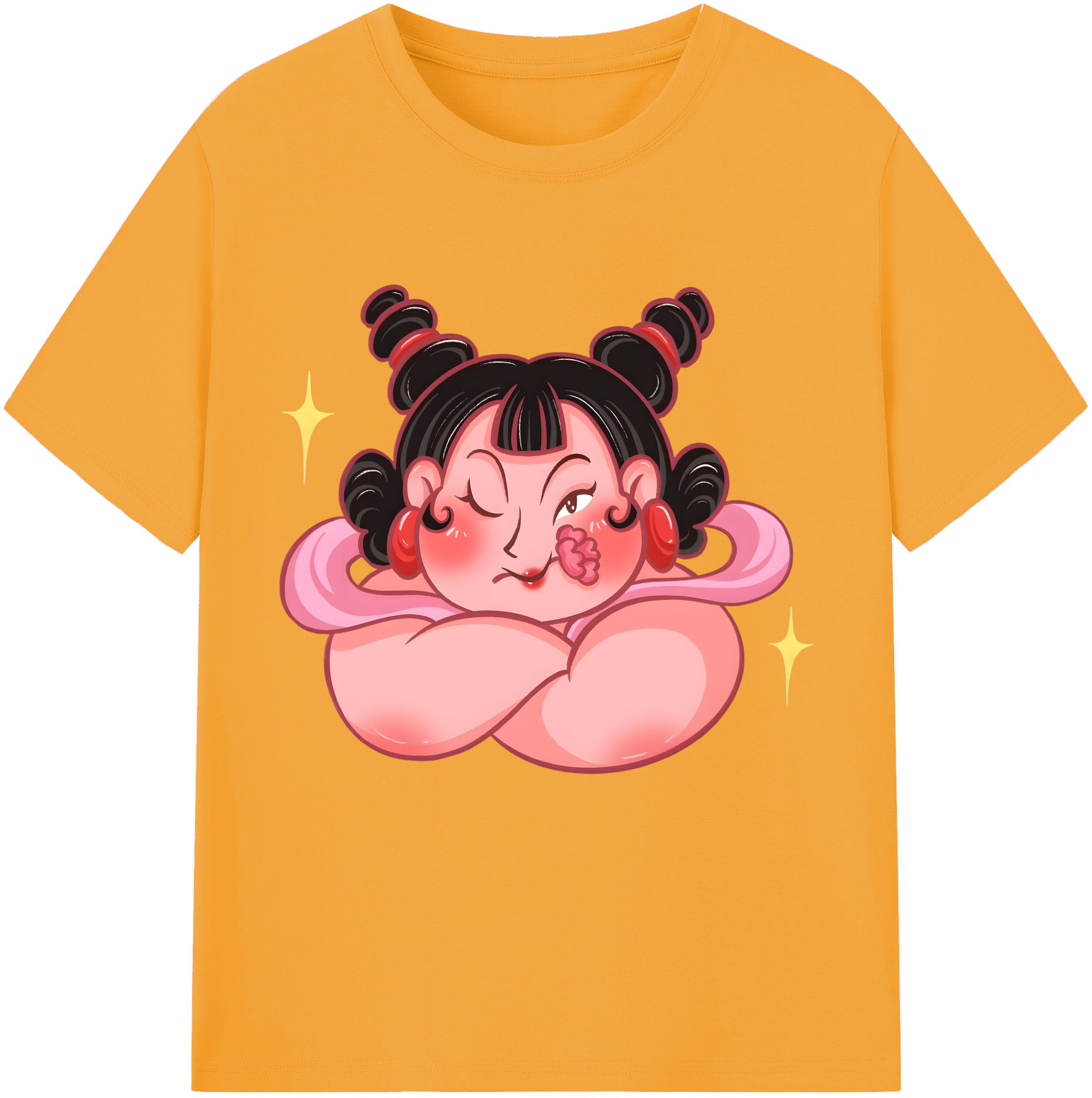 （画像用） Ne Zha 2 ナタ 魔童の大暴れ 綿100％半袖Tシャツ（フロントプリント）