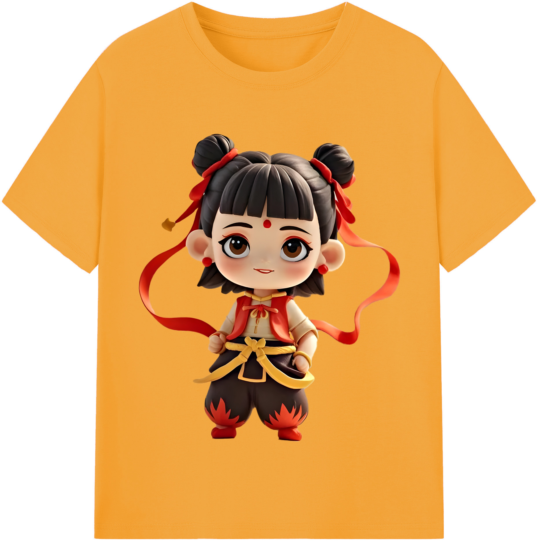 （画像用） Ne Zha 2 ナタ 魔童の大暴れ 綿100％半袖Tシャツ（フロントプリント）