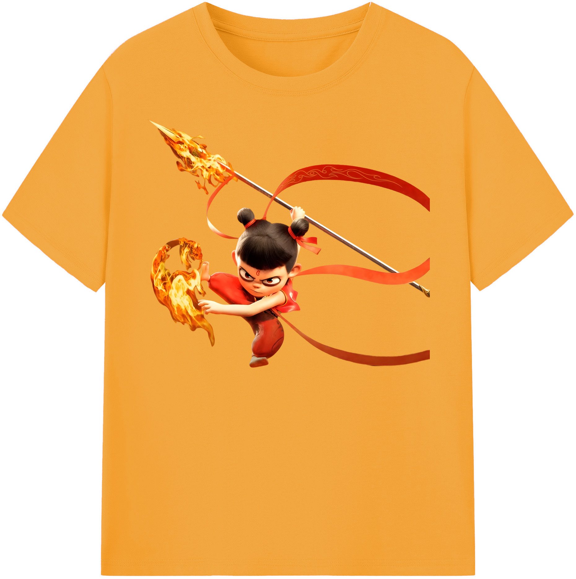 （画像用） Ne Zha 2 ナタ 魔童の大暴れ 綿100％半袖Tシャツ（フロントプリント）
