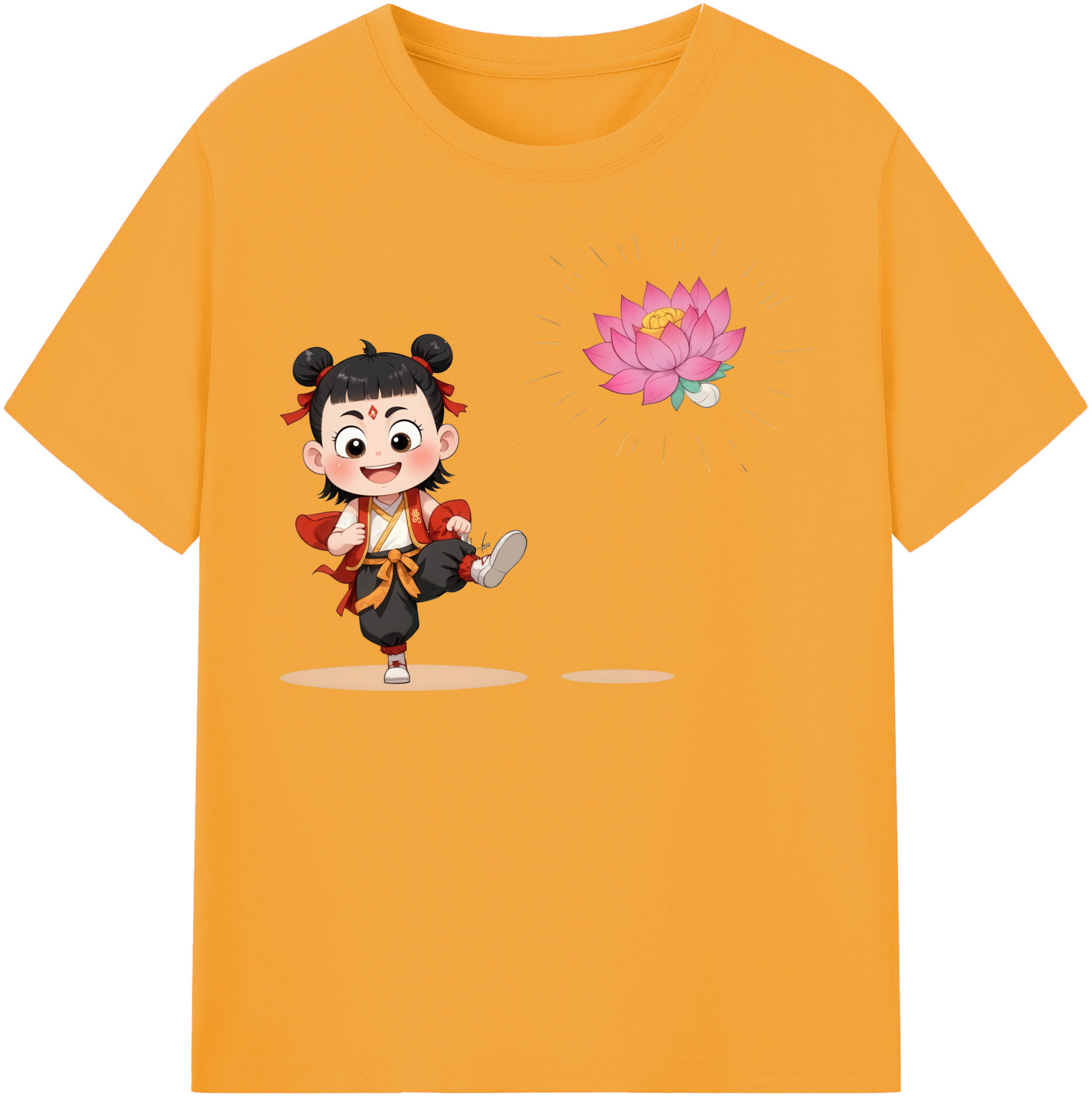 （画像用） Ne Zha 2 ナタ 魔童の大暴れ 綿100％半袖Tシャツ（フロントプリント）