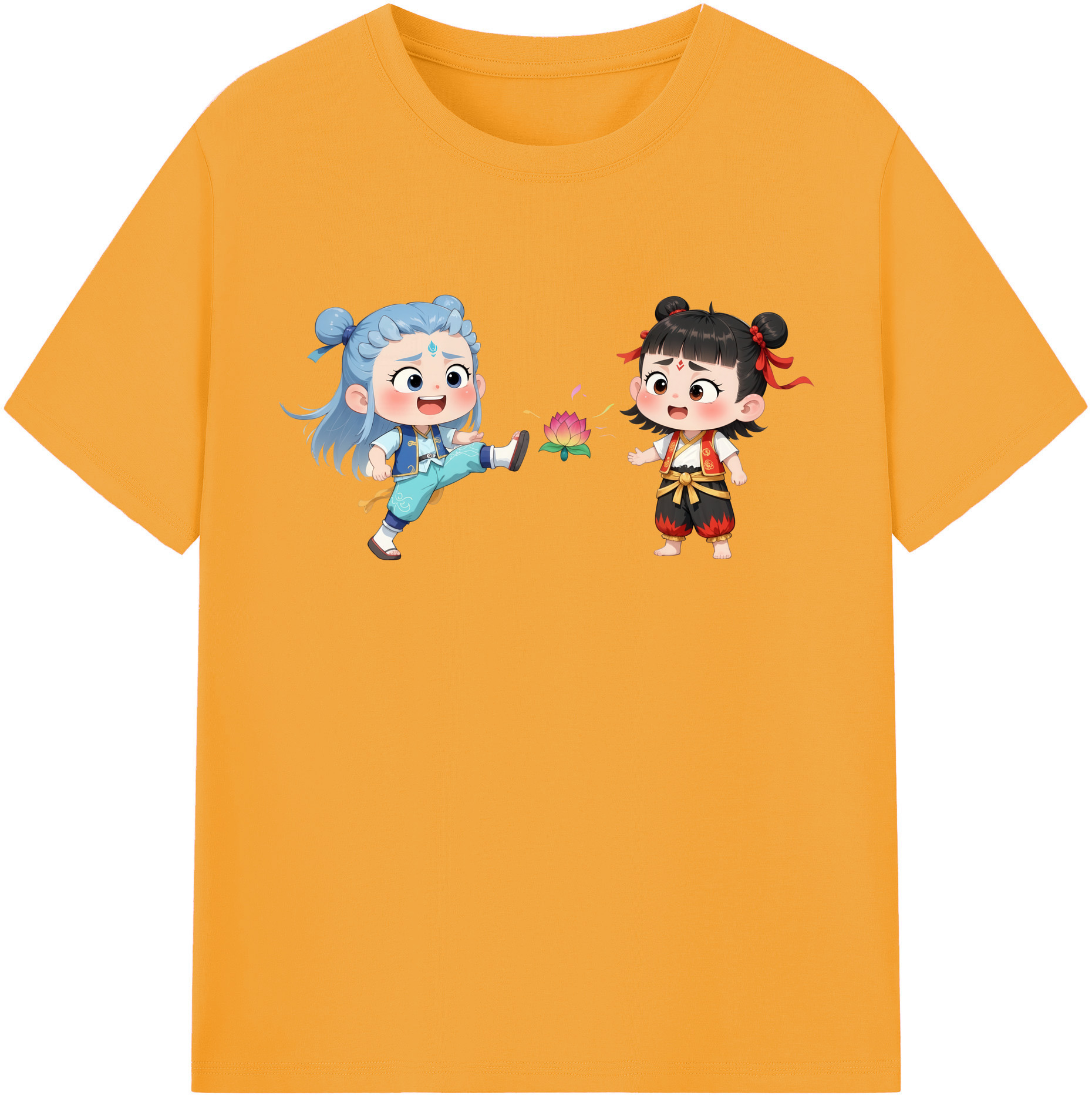 （画像用） Ne Zha 2 ナタ 魔童の大暴れ 綿100％半袖Tシャツ（フロントプリント）