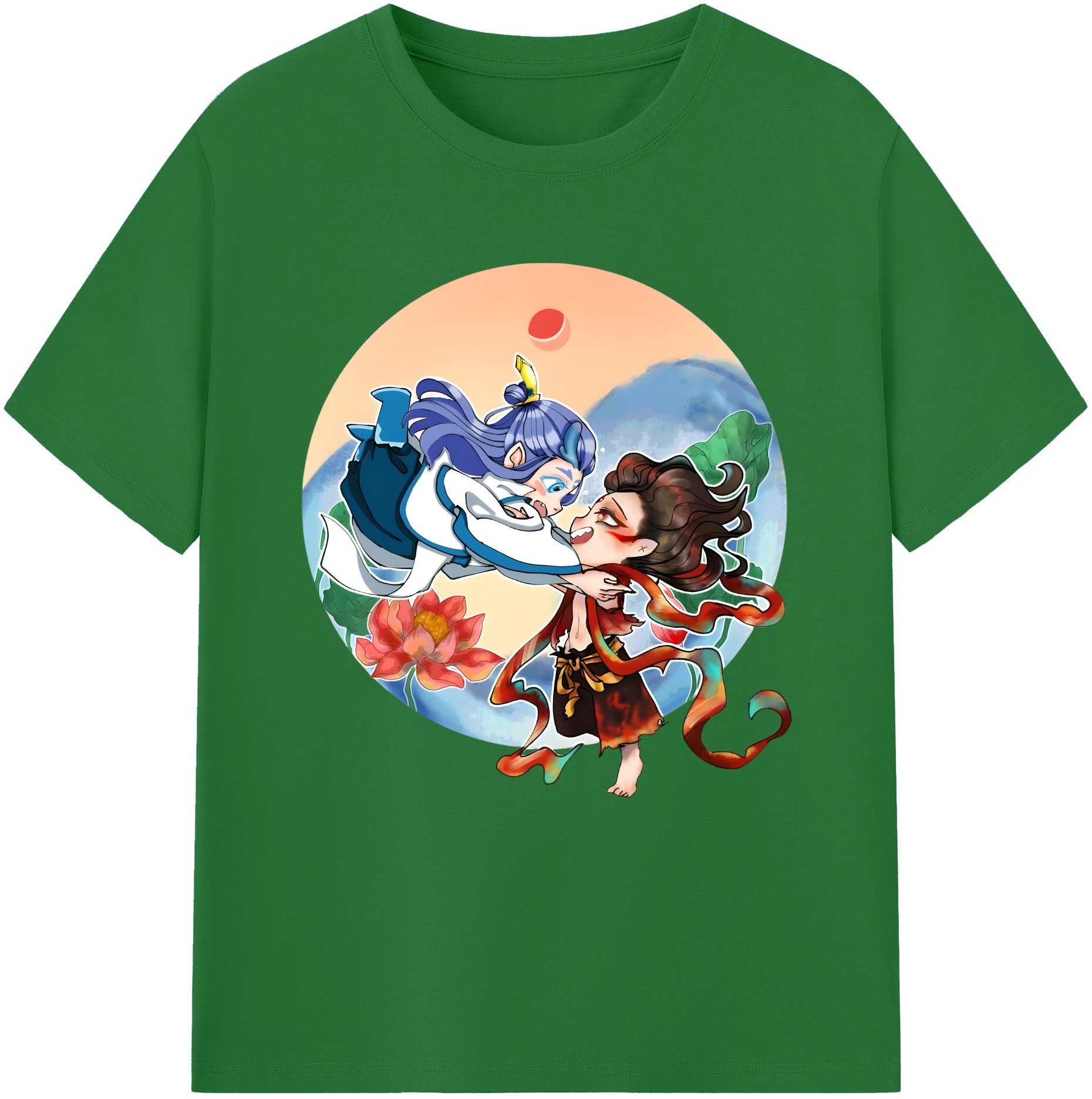 （画像用） Ne Zha 2 ナタ 魔童の大暴れ 綿100％半袖Tシャツ（フロントプリント）