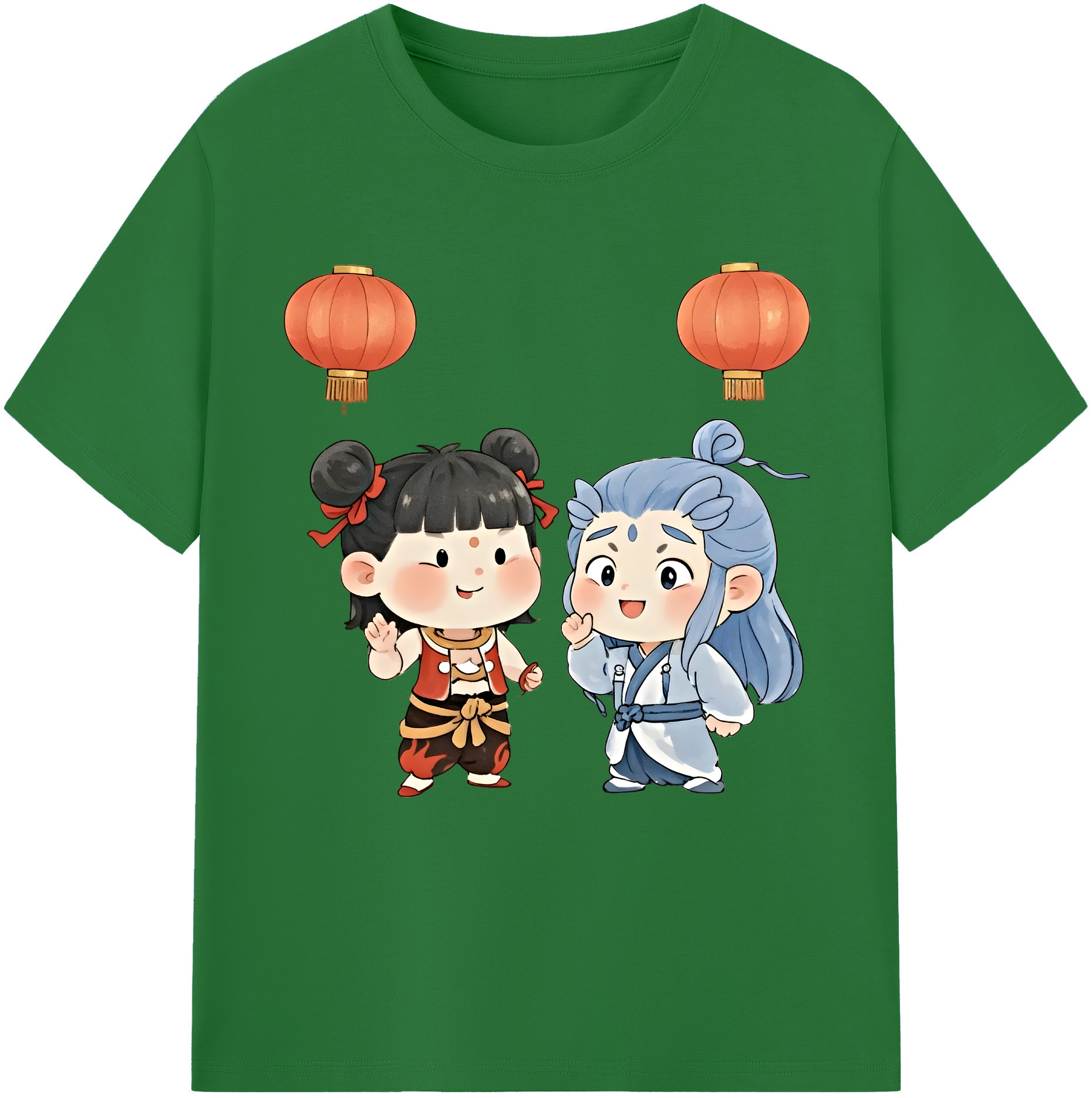 （画像用） Ne Zha 2 ナタ 魔童の大暴れ 綿100％半袖Tシャツ（フロントプリント）