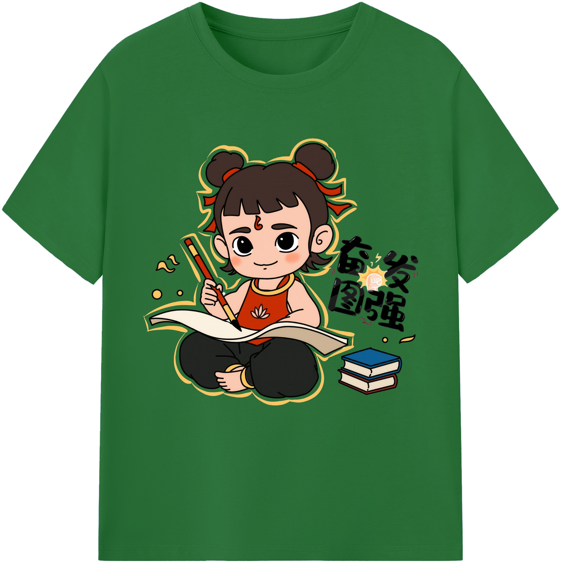 （画像用） Ne Zha 2 ナタ 魔童の大暴れ 綿100％半袖Tシャツ（フロントプリント）