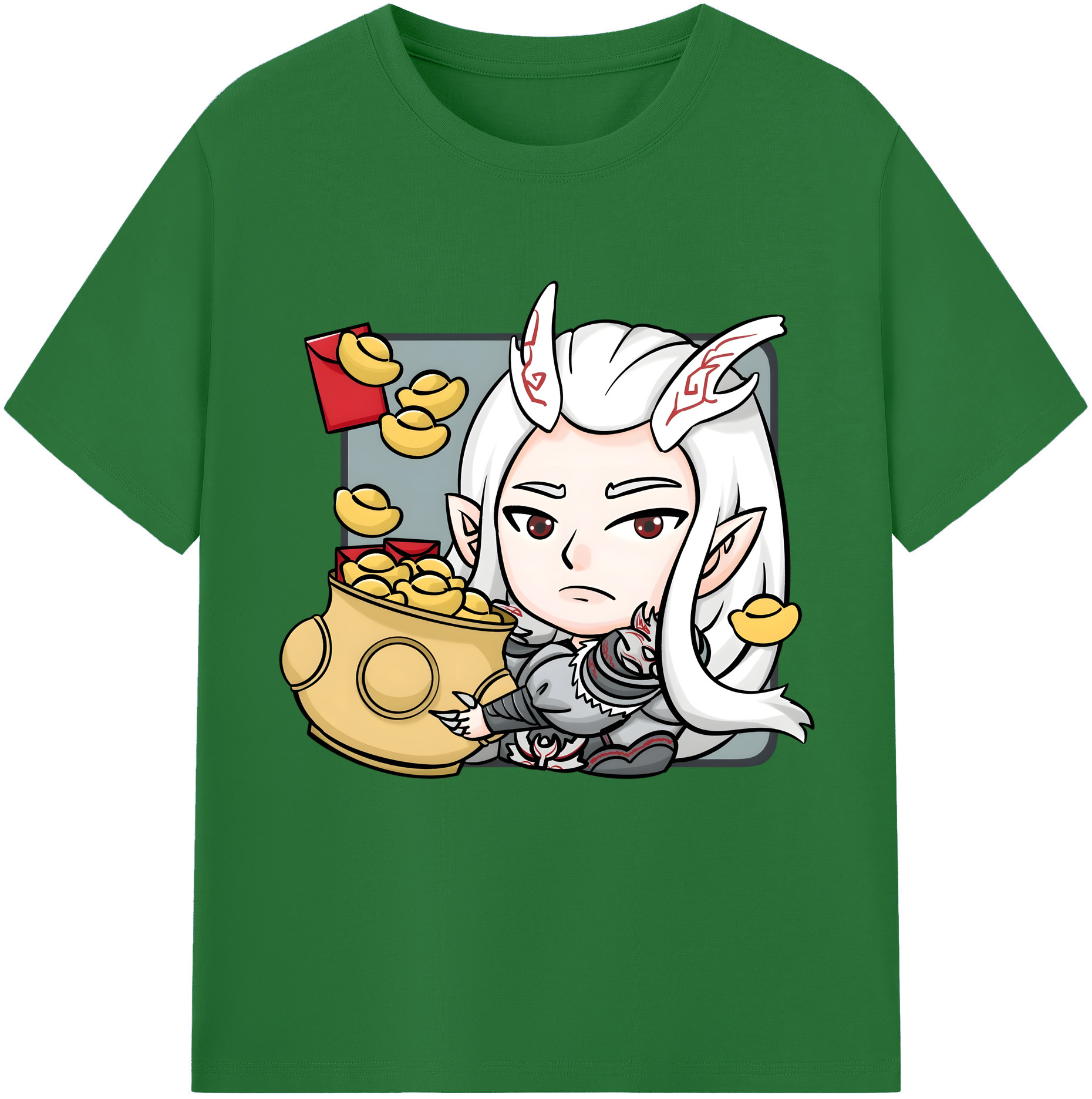 （画像用） Ne Zha 2 ナタ 魔童の大暴れ 綿100％半袖Tシャツ（フロントプリント）