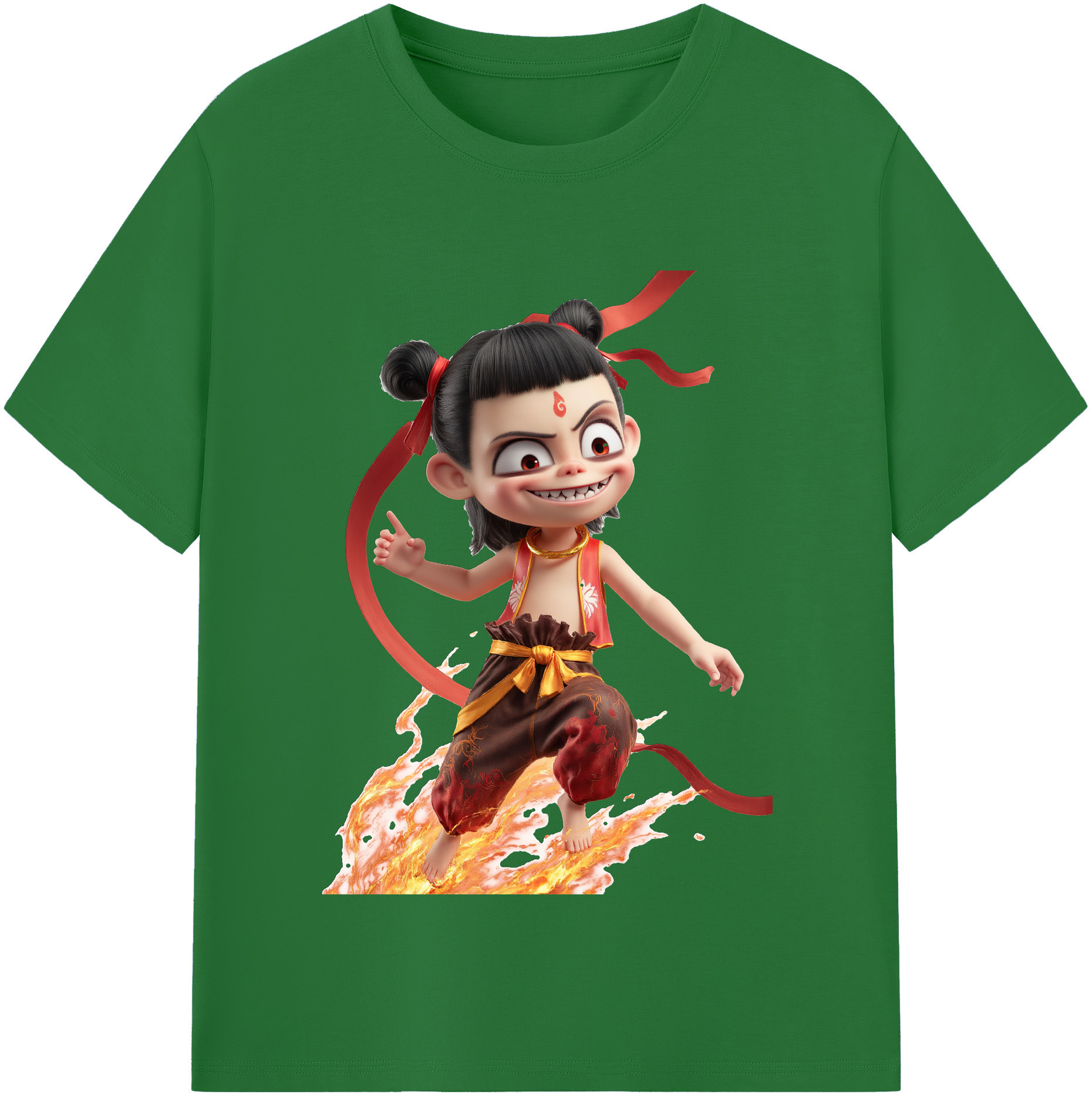 （画像用） Ne Zha 2 ナタ 魔童の大暴れ 綿100％半袖Tシャツ（フロントプリント）