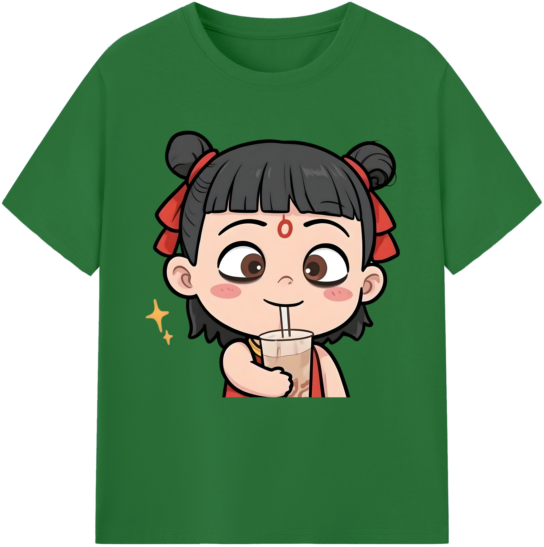 （画像用） Ne Zha 2 ナタ 魔童の大暴れ 綿100％半袖Tシャツ（フロントプリント）