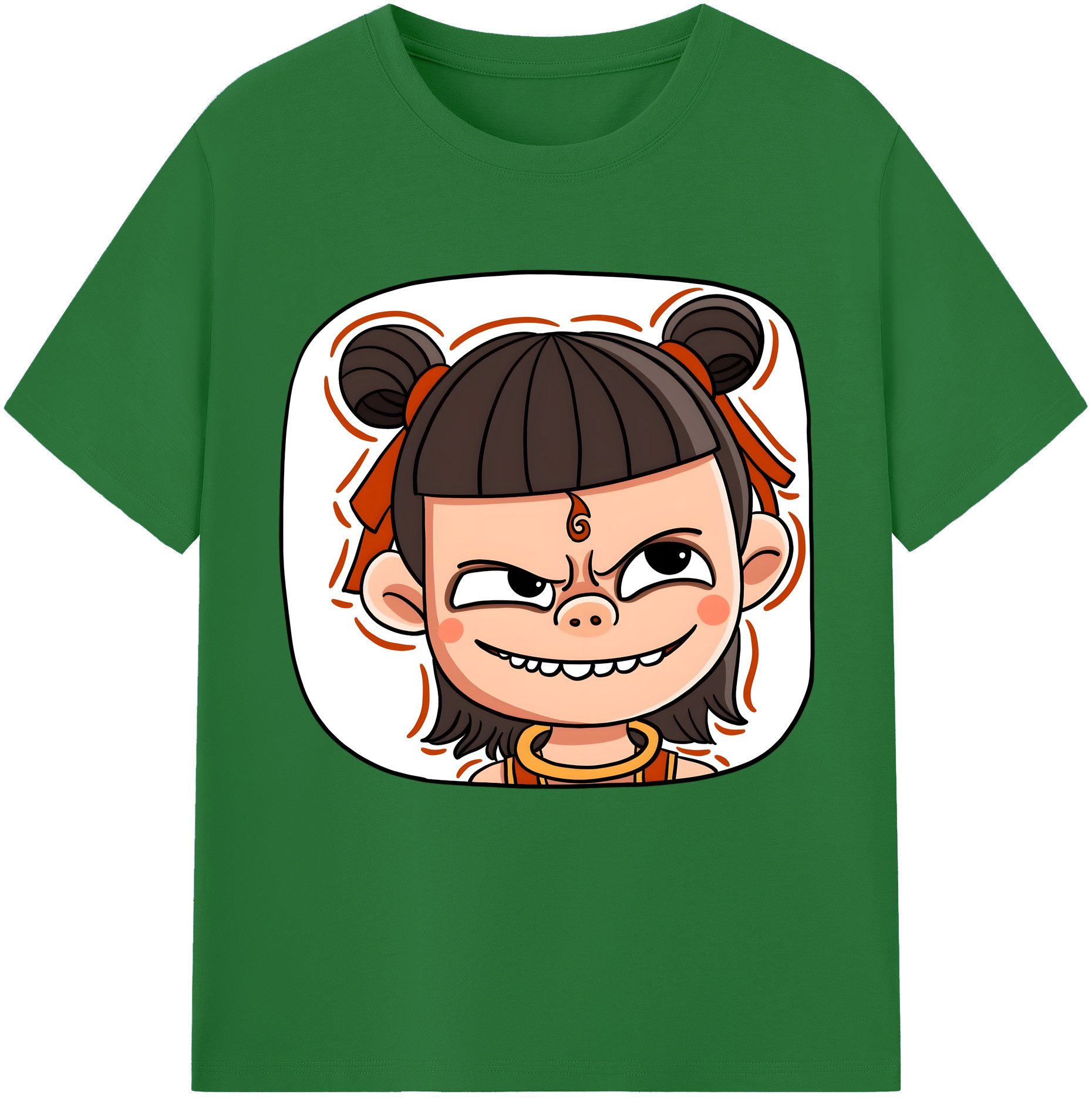 （画像用） Ne Zha 2 ナタ 魔童の大暴れ 綿100％半袖Tシャツ（フロントプリント）