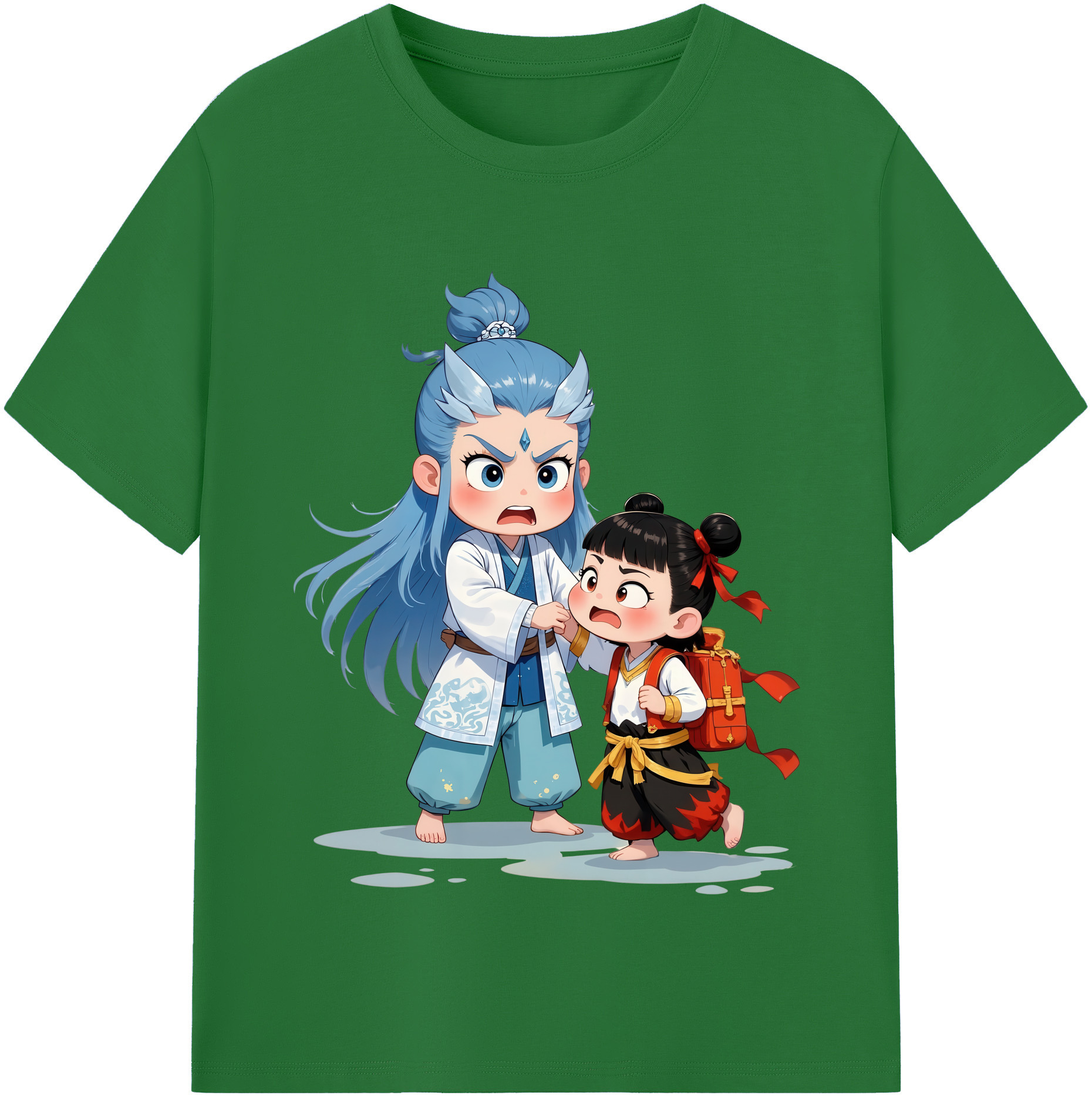 （画像用） Ne Zha 2 ナタ 魔童の大暴れ 綿100％半袖Tシャツ（フロントプリント）