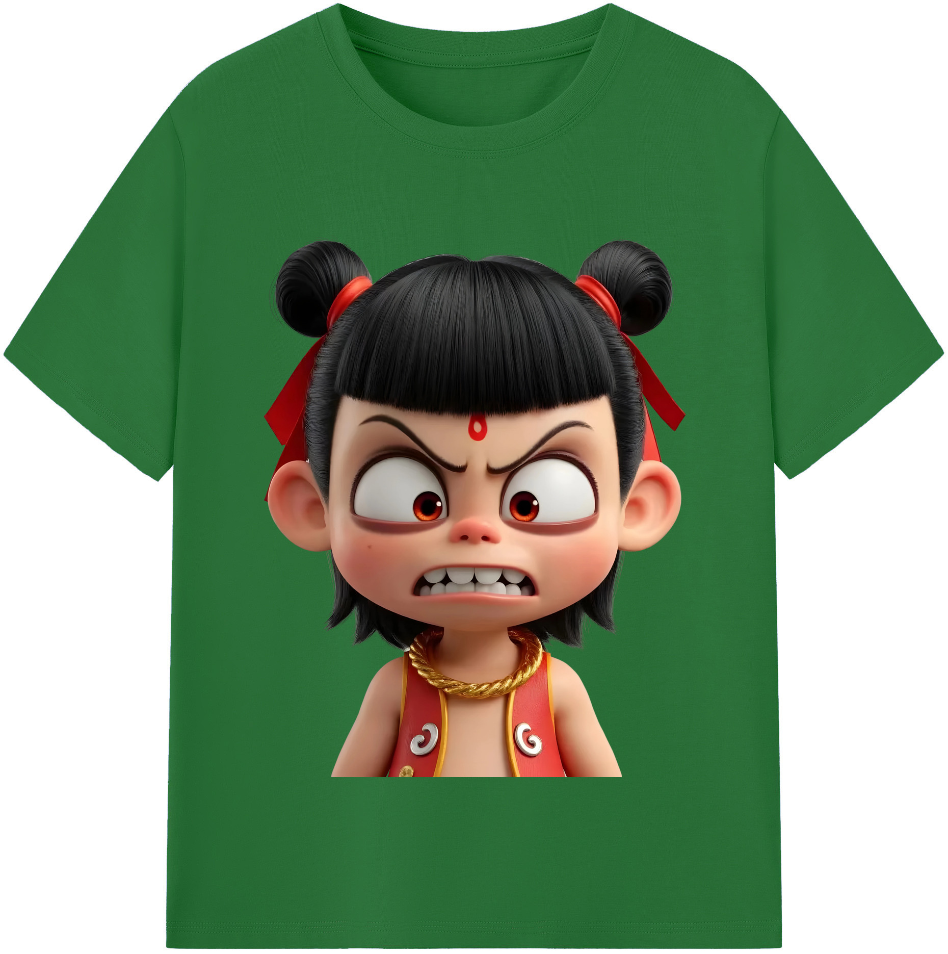 （画像用） Ne Zha 2 ナタ 魔童の大暴れ 綿100％半袖Tシャツ（フロントプリント）