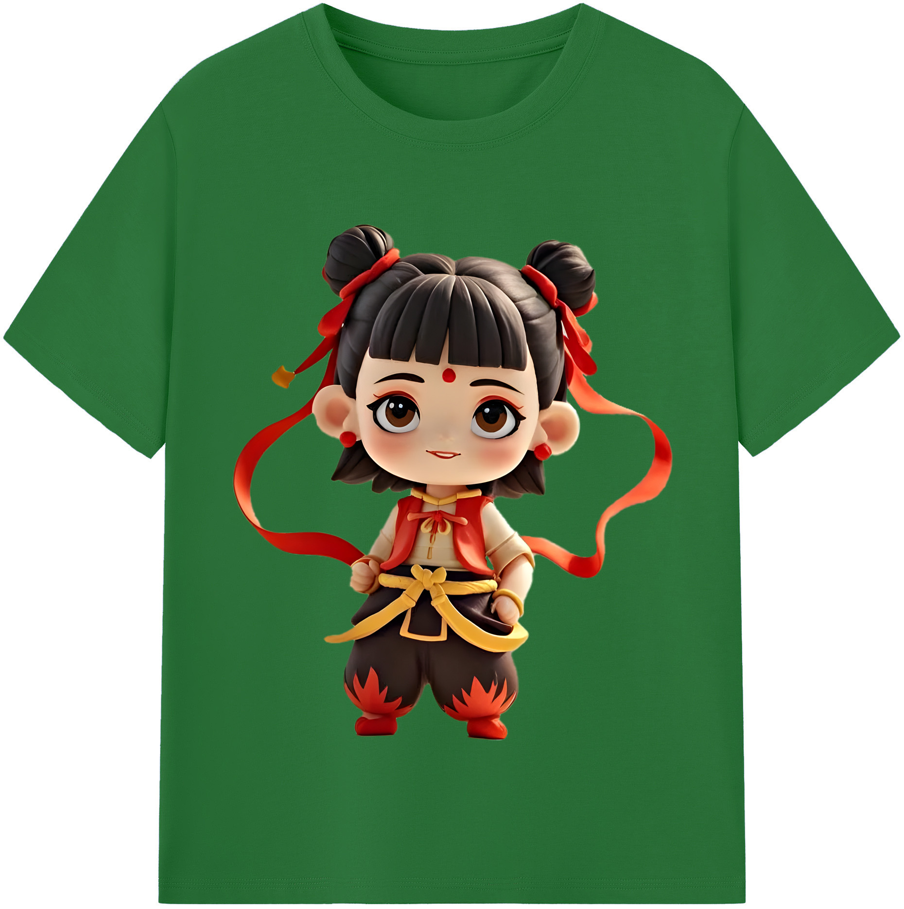 （画像用） Ne Zha 2 ナタ 魔童の大暴れ 綿100％半袖Tシャツ（フロントプリント）